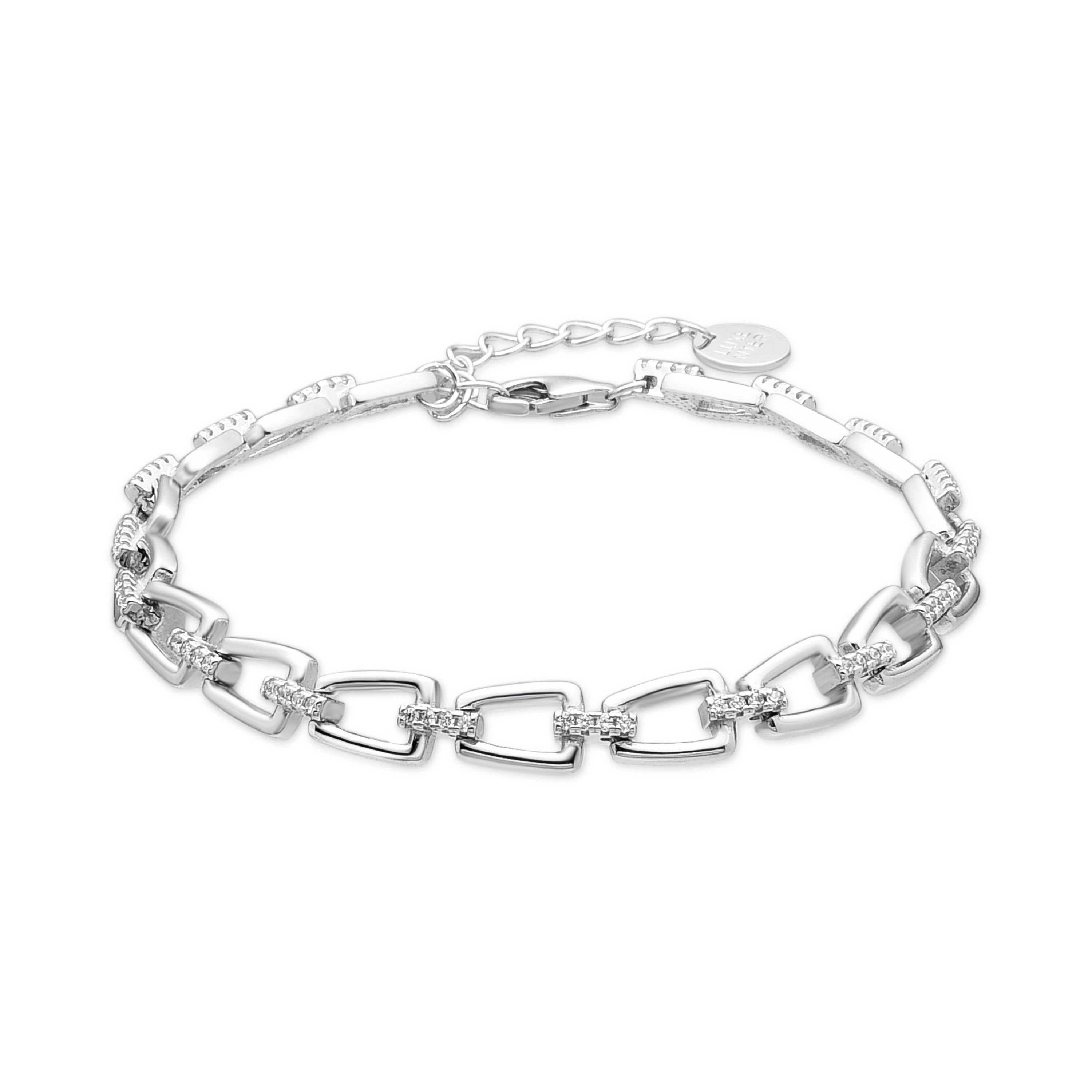 Pulsera de Plata de Ley 925 y Circonita Brillante acabado rodio - Midmas