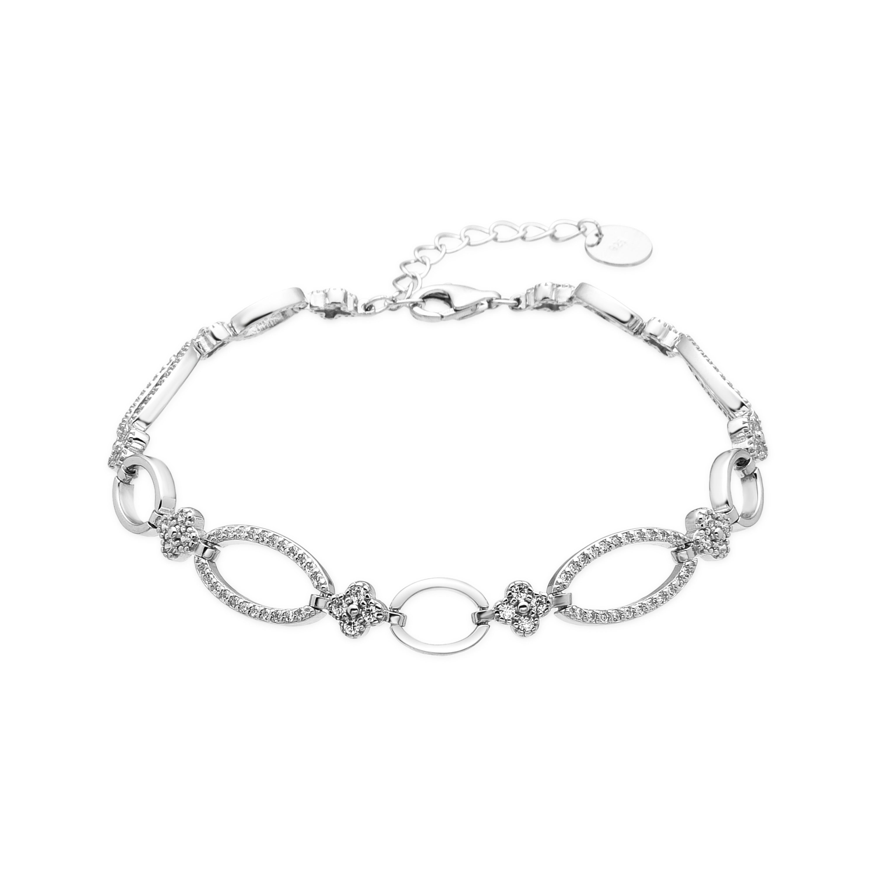 Pulsera de Plata de Ley 925 y Circonita Brillante acabado rodio - Orwil