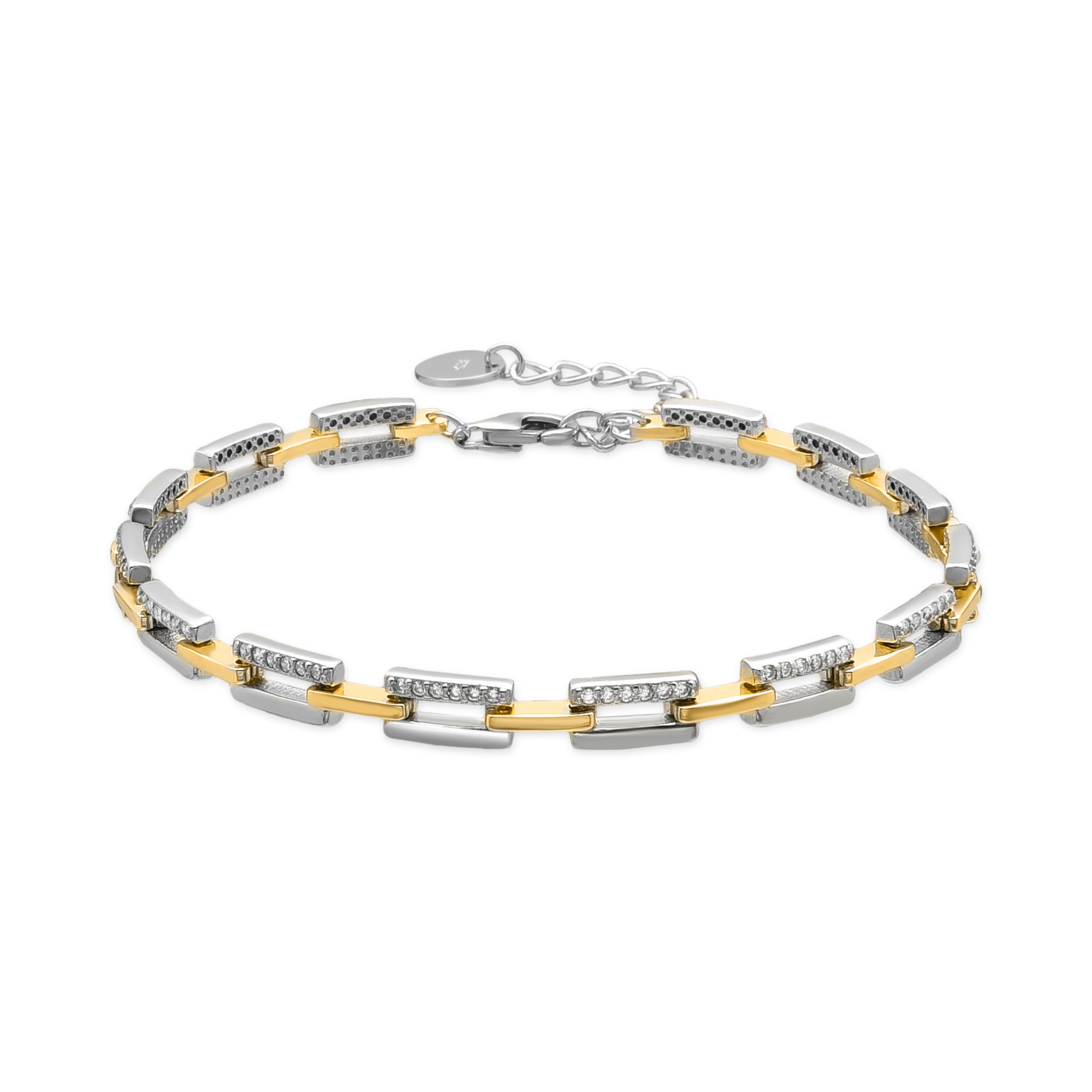Pulsera de Plata de Ley 925 y Circonita Brillante acabado oro amarillo de 18k - Shibael