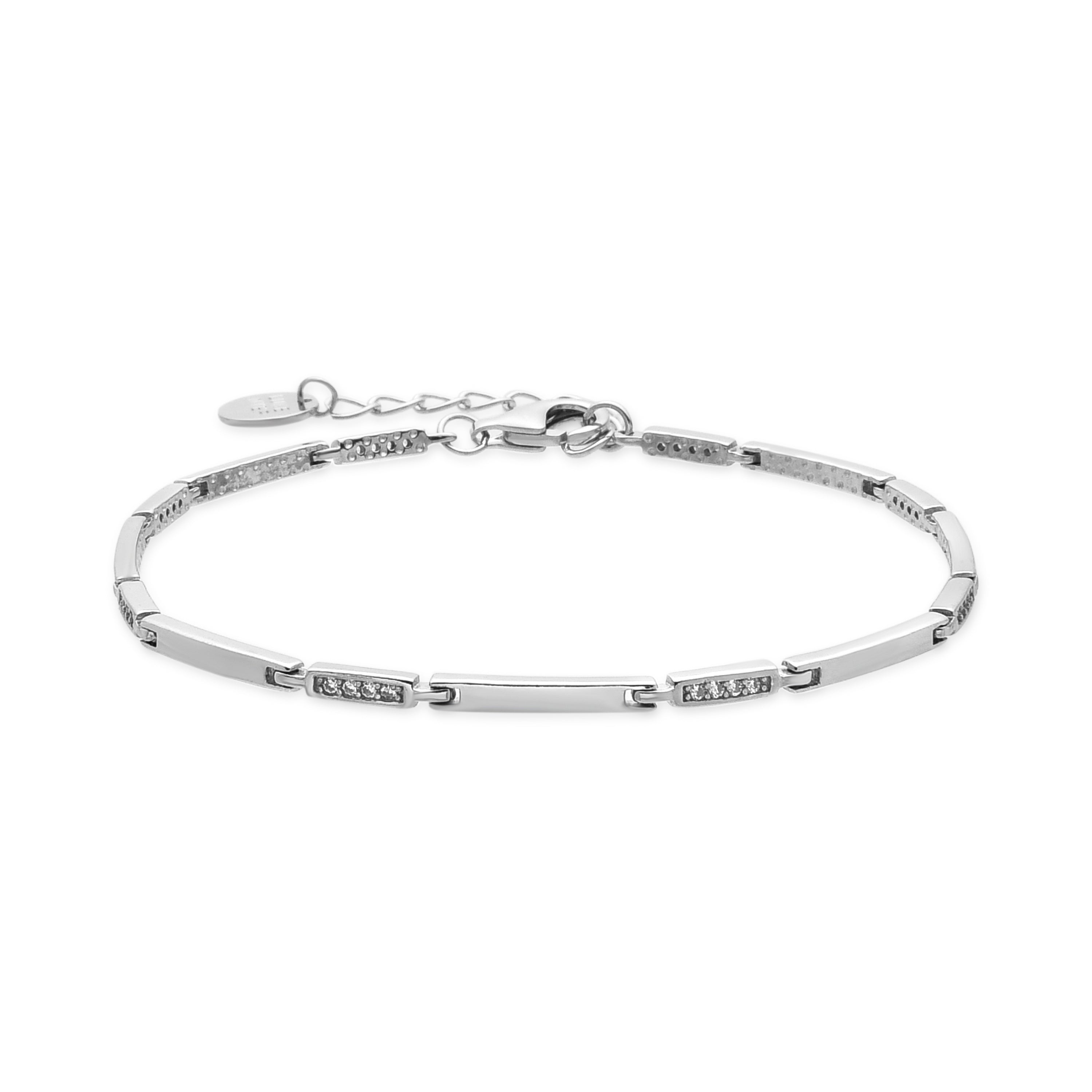 Pulsera de Plata de Ley 925 y Circonita Brillante acabado rodio - Misrin