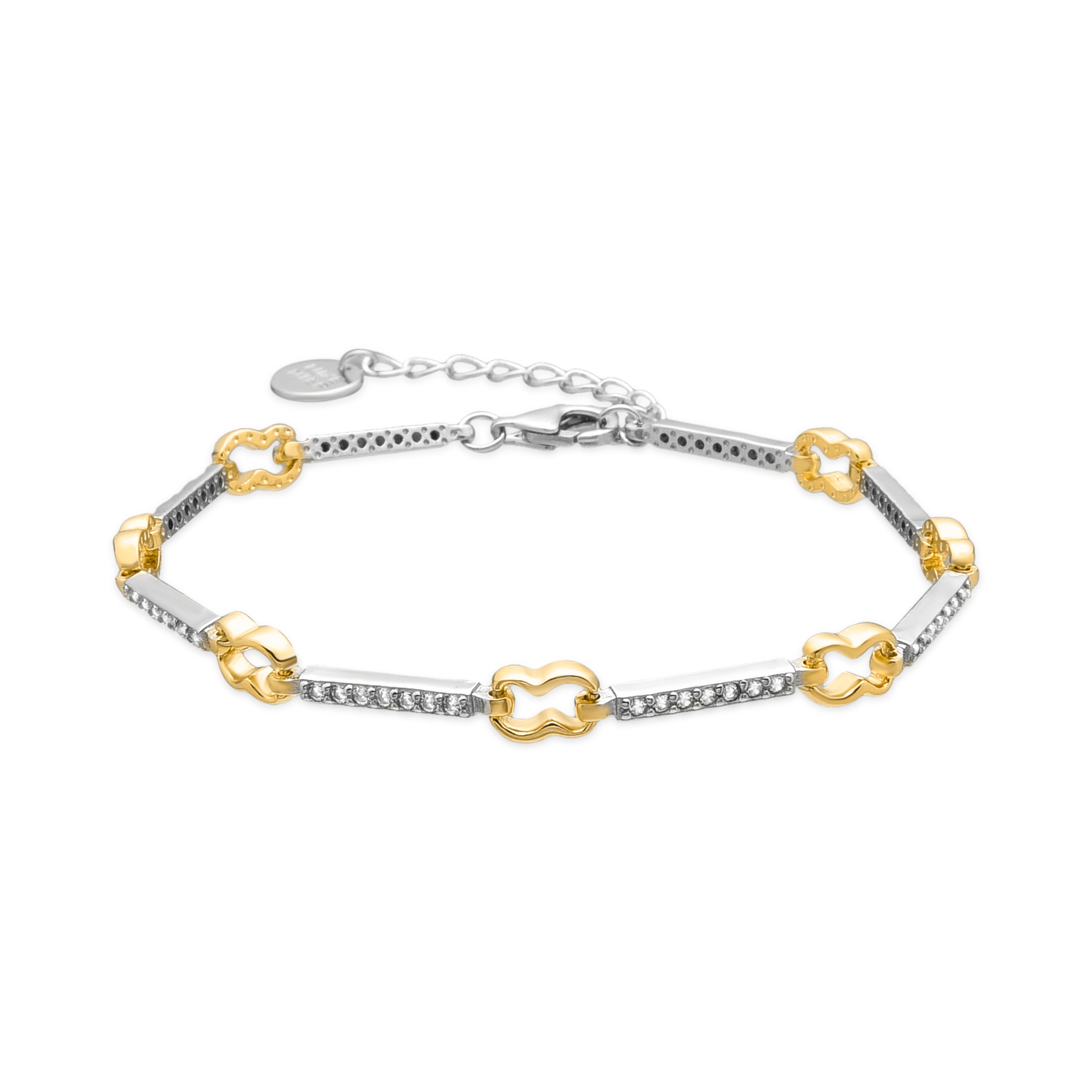 Pulsera de Plata de Ley 925 y Circonita Brillante acabado oro amarillo de 18k - Daraya