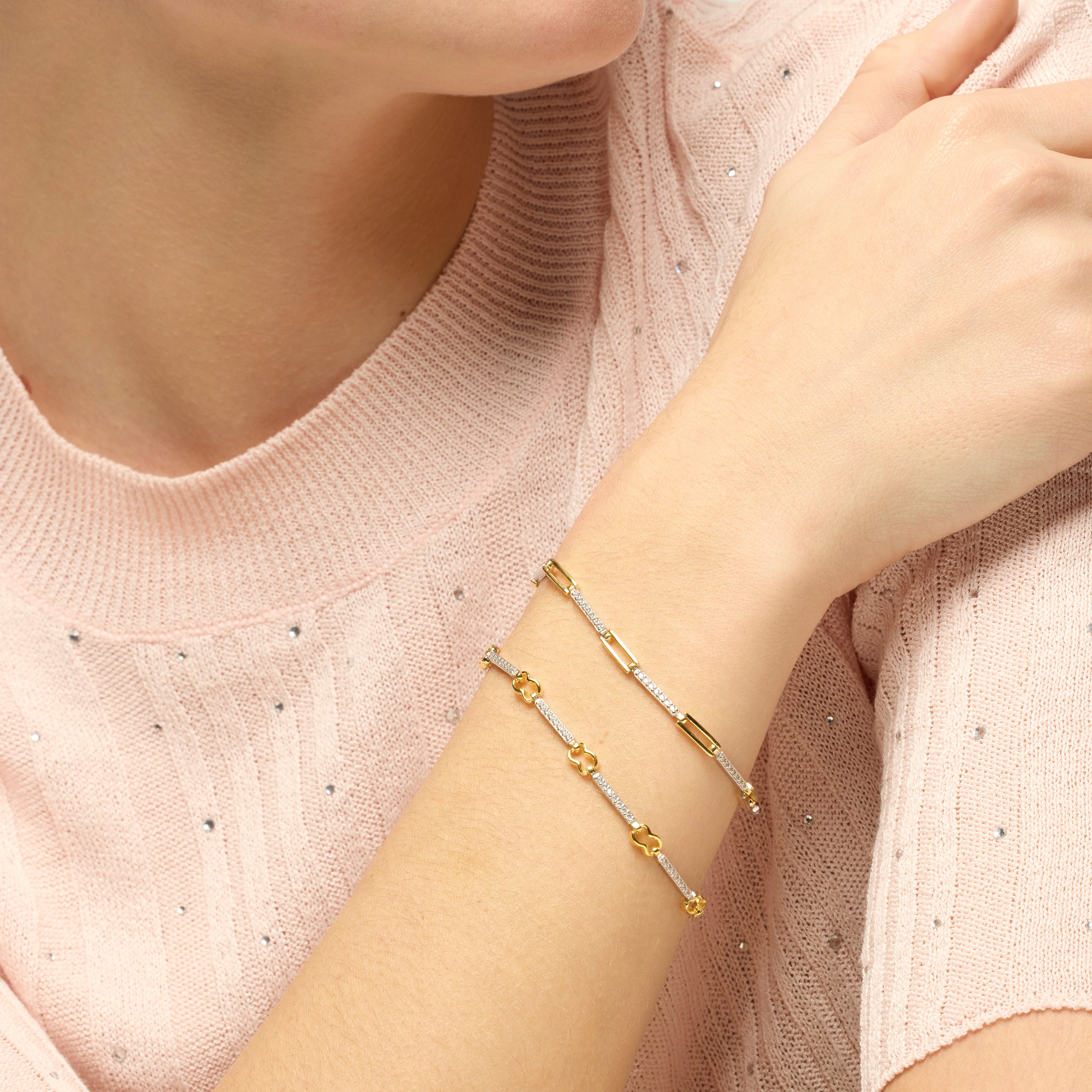 Pulsera de Plata de Ley 925 y Circonita Brillante acabado oro amarillo de 18k - Daraya