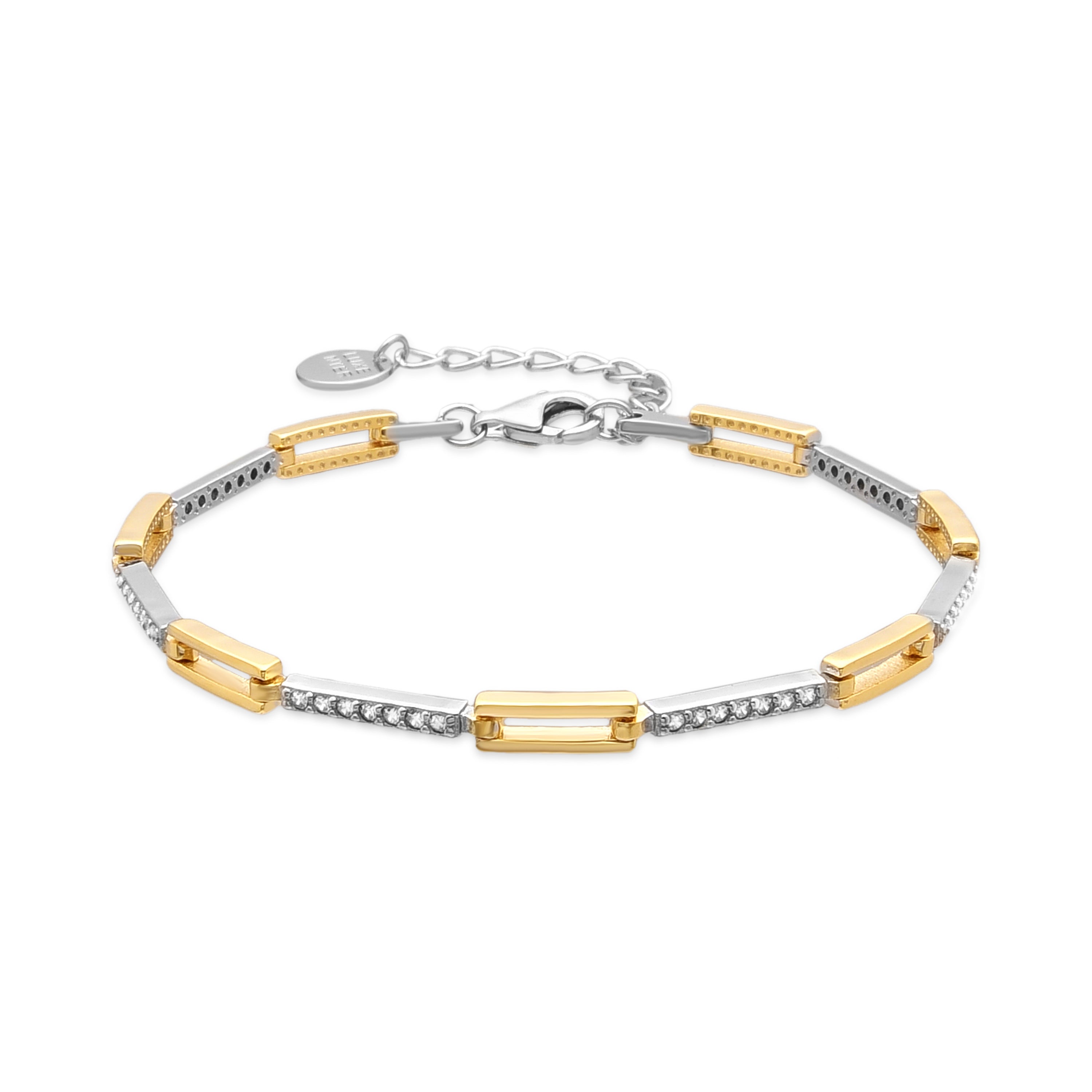 Pulsera de Plata de Ley 925 y Circonita Brillante acabado oro amarillo de 18k - Athit