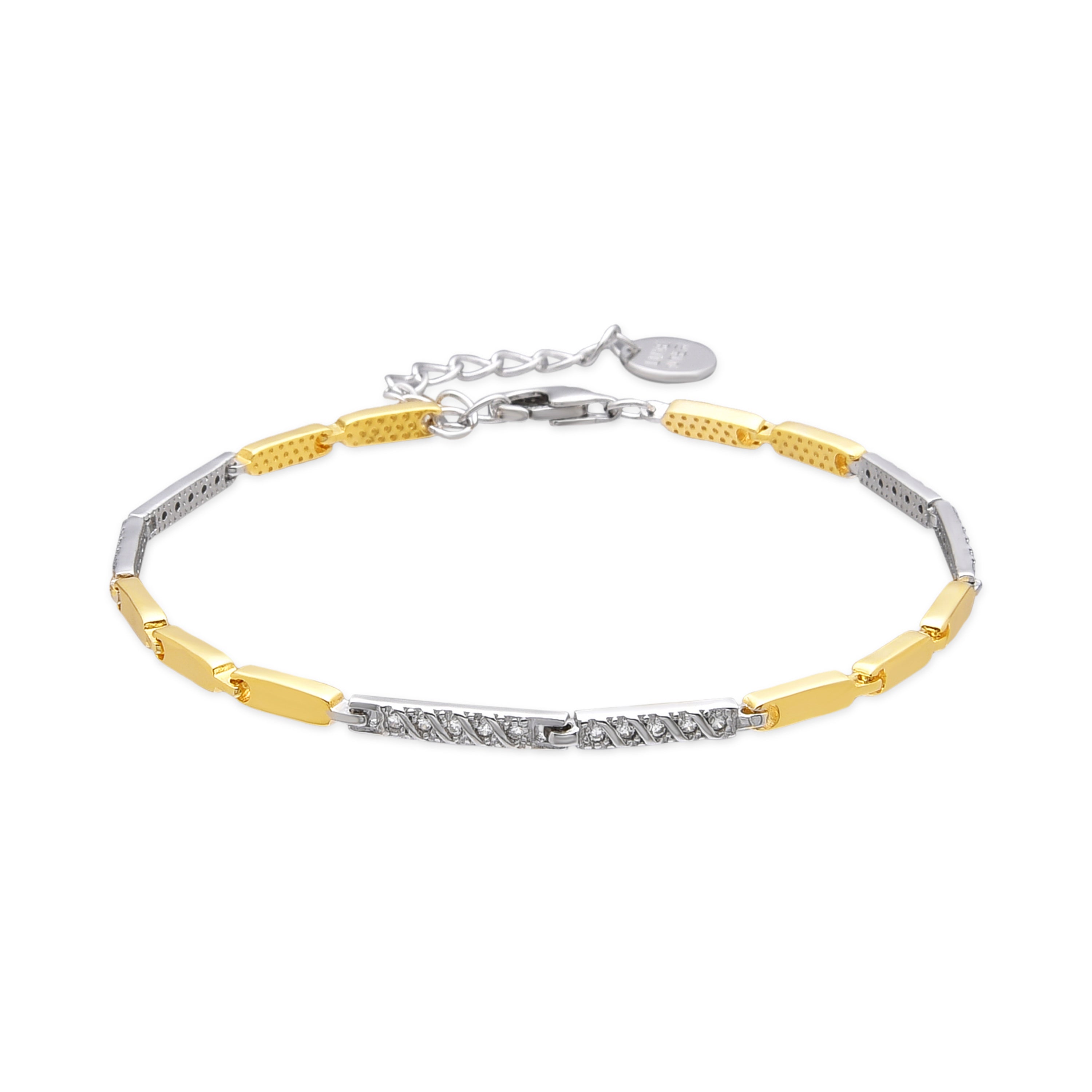 Pulsera de Plata de Ley 925 y Circonita Brillante acabado oro amarillo de 18k - Ysa