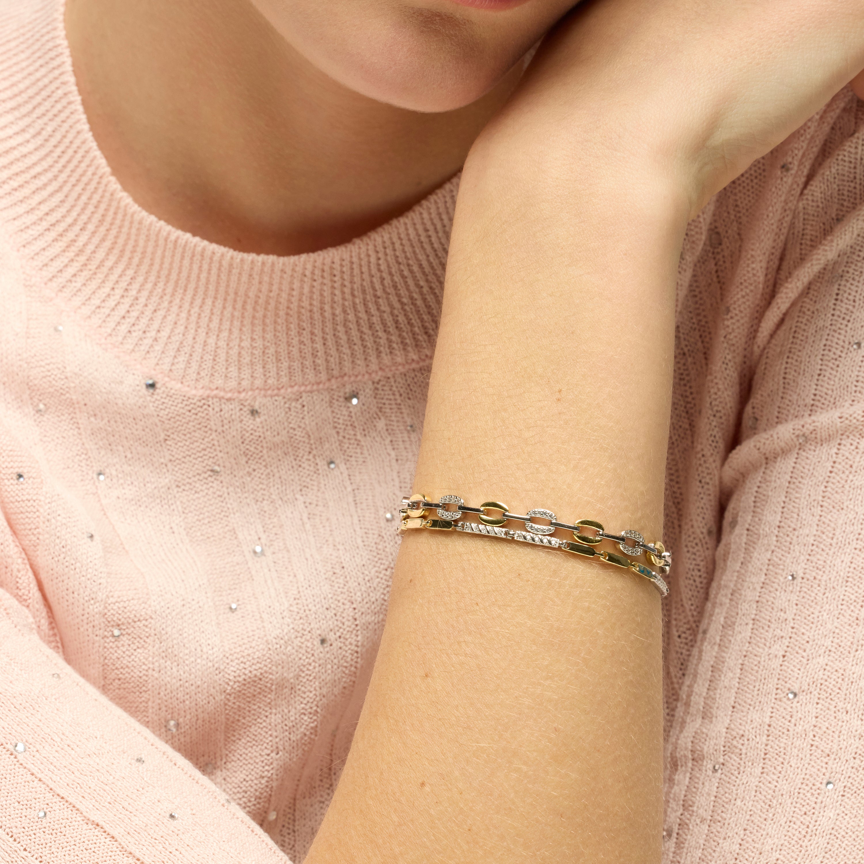 Pulsera de Plata de Ley 925 y Circonita Brillante acabado oro amarillo de 18k - Ysa