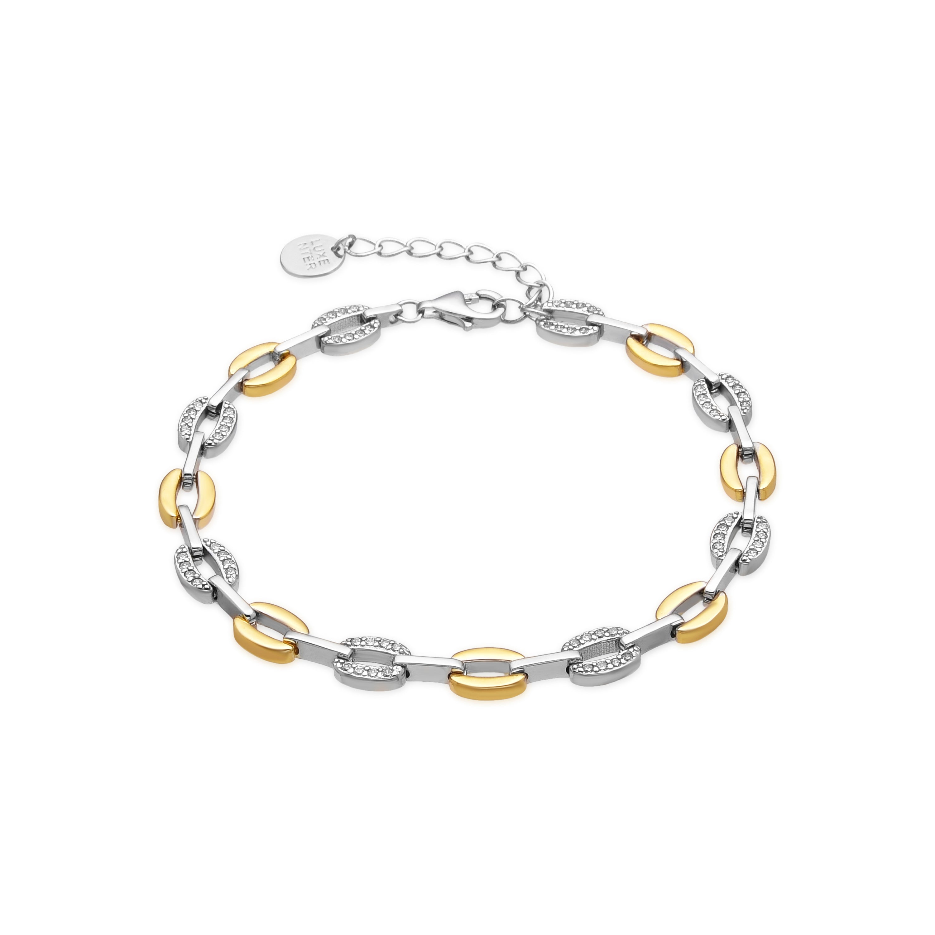 Pulsera de Plata de Ley 925 y Circonita Brillante acabado oro amarillo de 18k - Talor