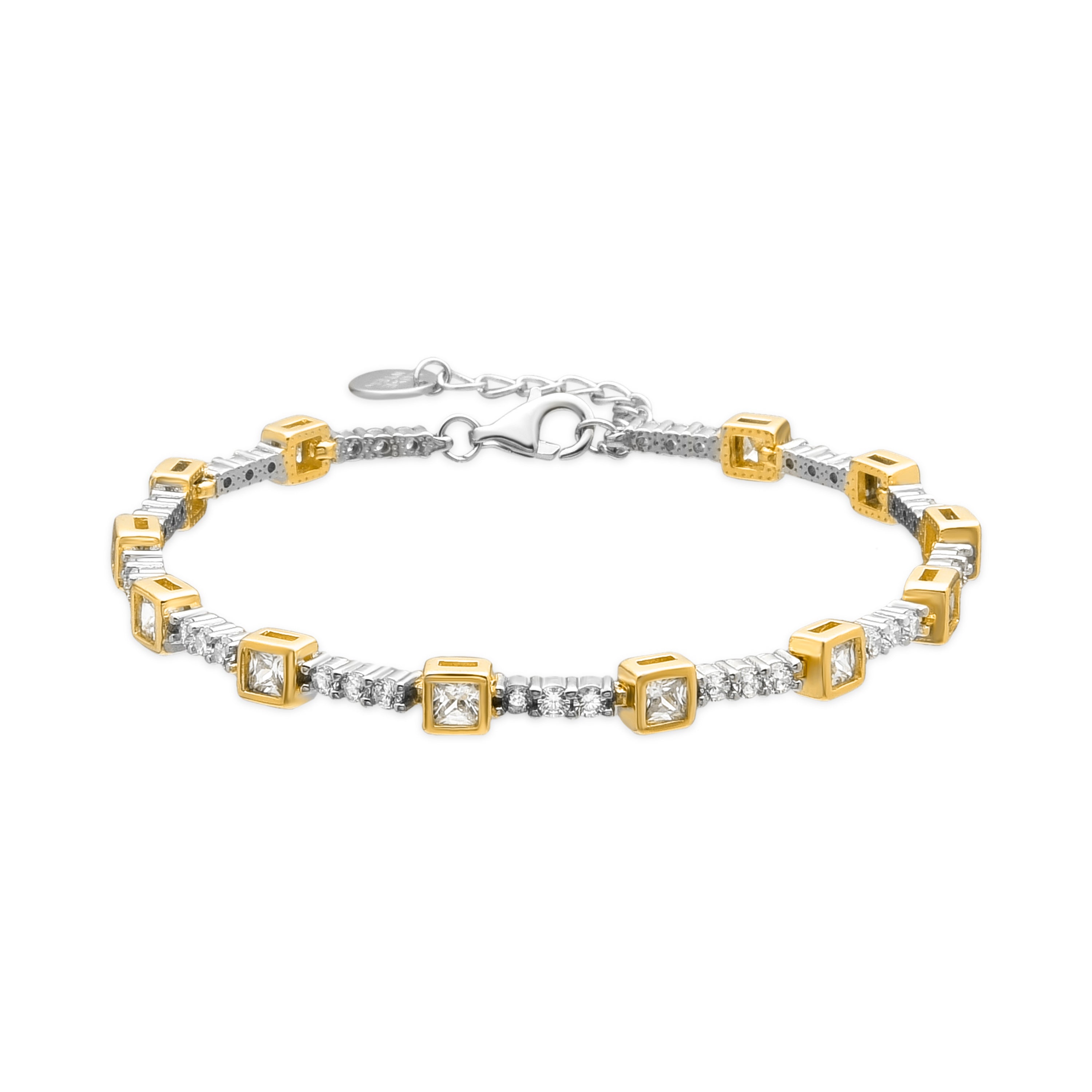 Pulsera de Plata de Ley 925 y Circonita Brillante acabado oro amarillo de 18k - Welco