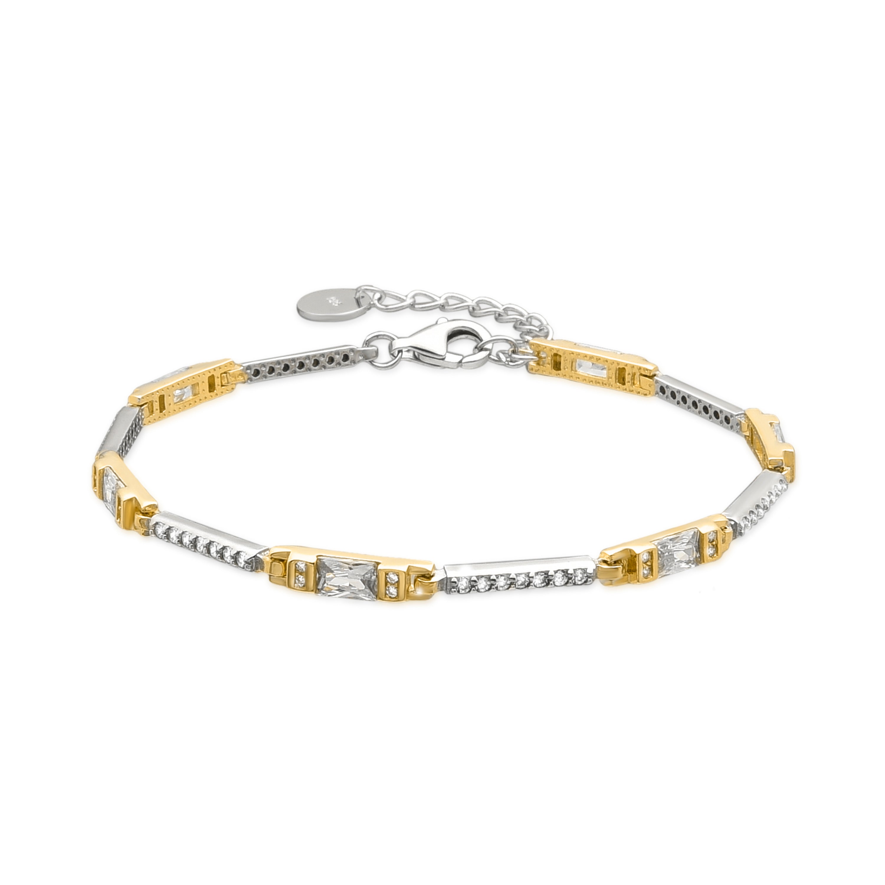 Pulsera de Plata de Ley 925 y Circonita Brillante acabado oro amarillo de 18k - Caxui