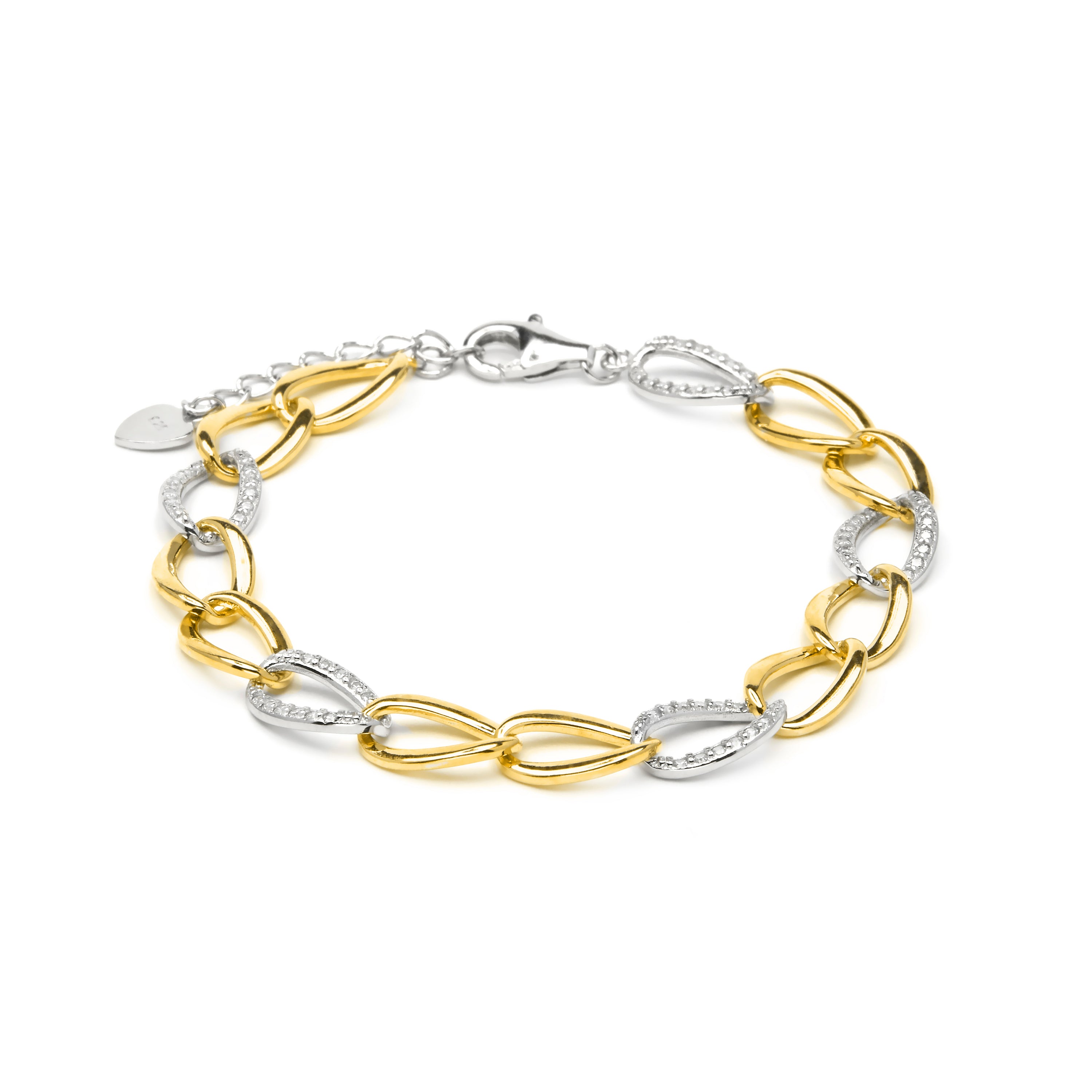 Pulsera de Plata de Ley 925 y Circonita Brillante acabado en oro amarillo 18k - Dorky