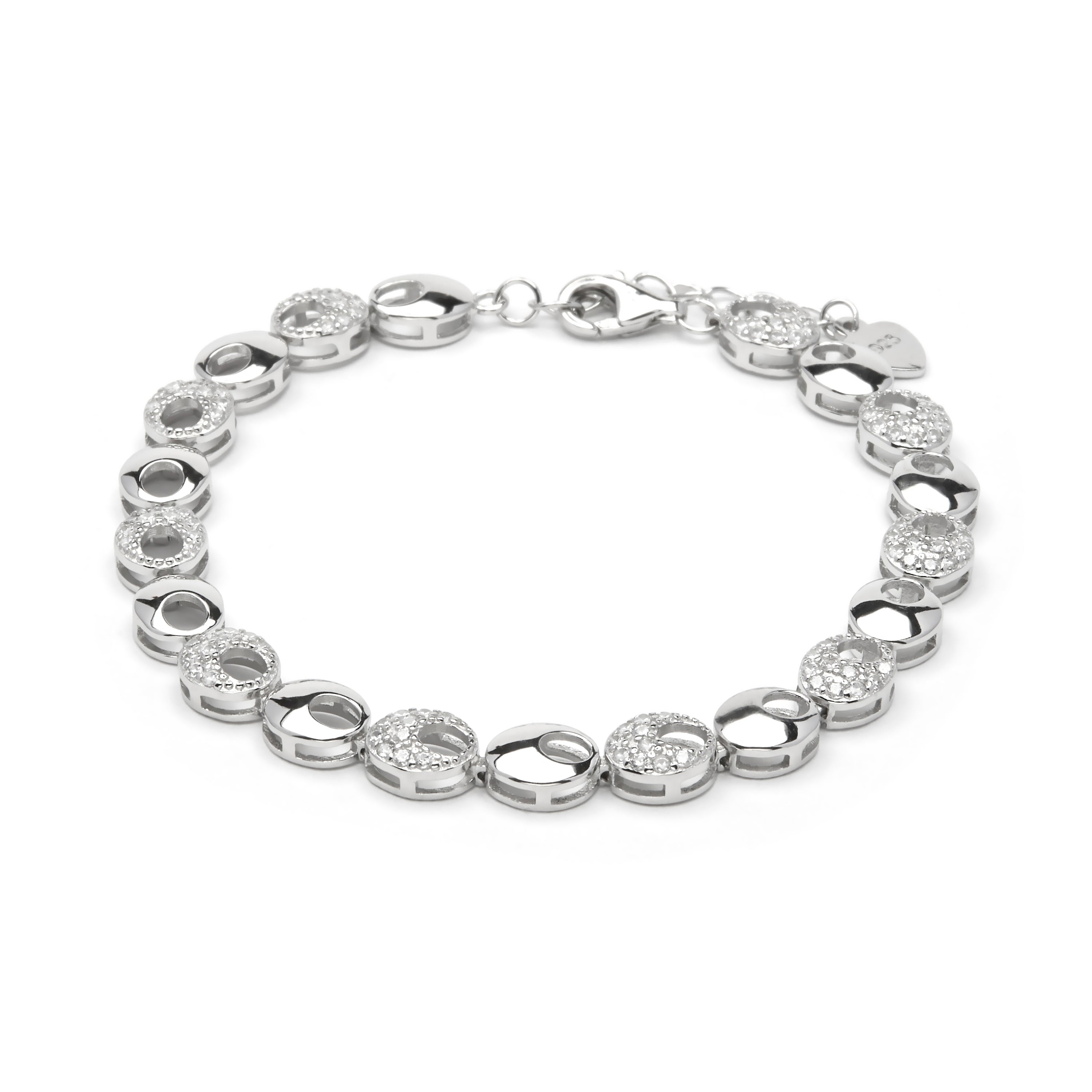 Pulsera de Plata de Ley 925 y Circonita Brillante acabado en rodio - Diabe