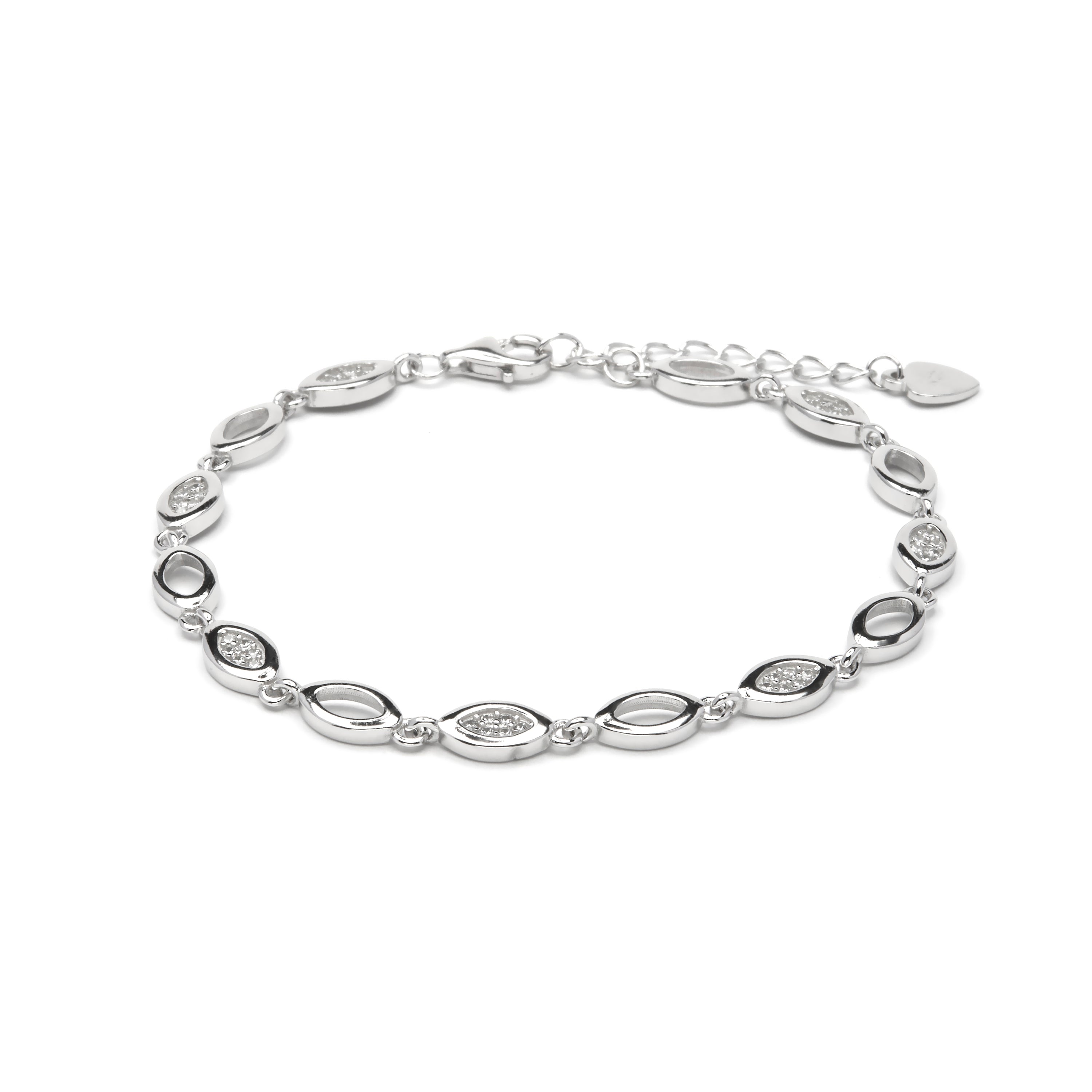 Pulsera de Plata de Ley 925 y Circonita Brillante acabado en rodio - Hossi