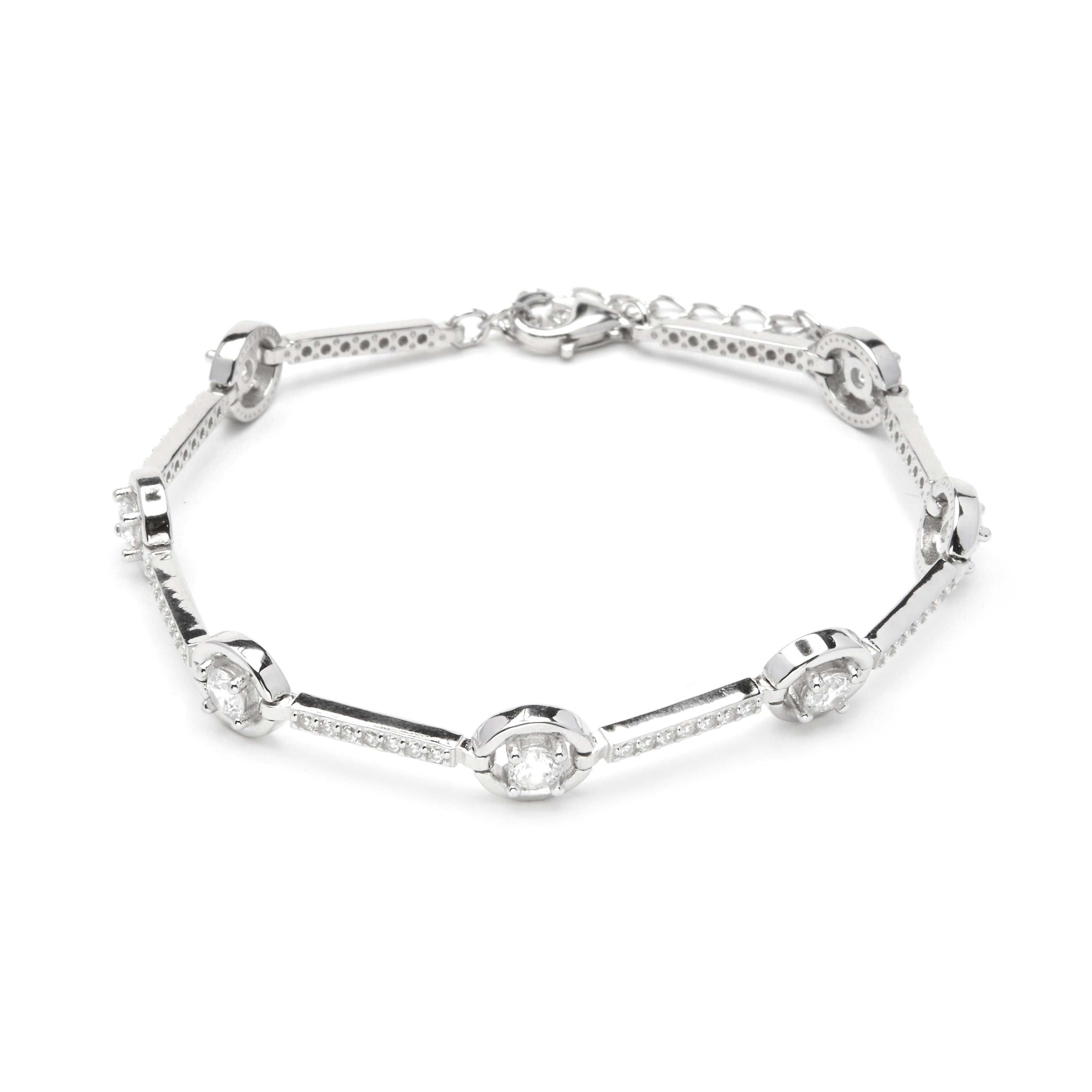 Pulsera de Plata de Ley 925 y Circonita Brillante acabado en rodio - Rus