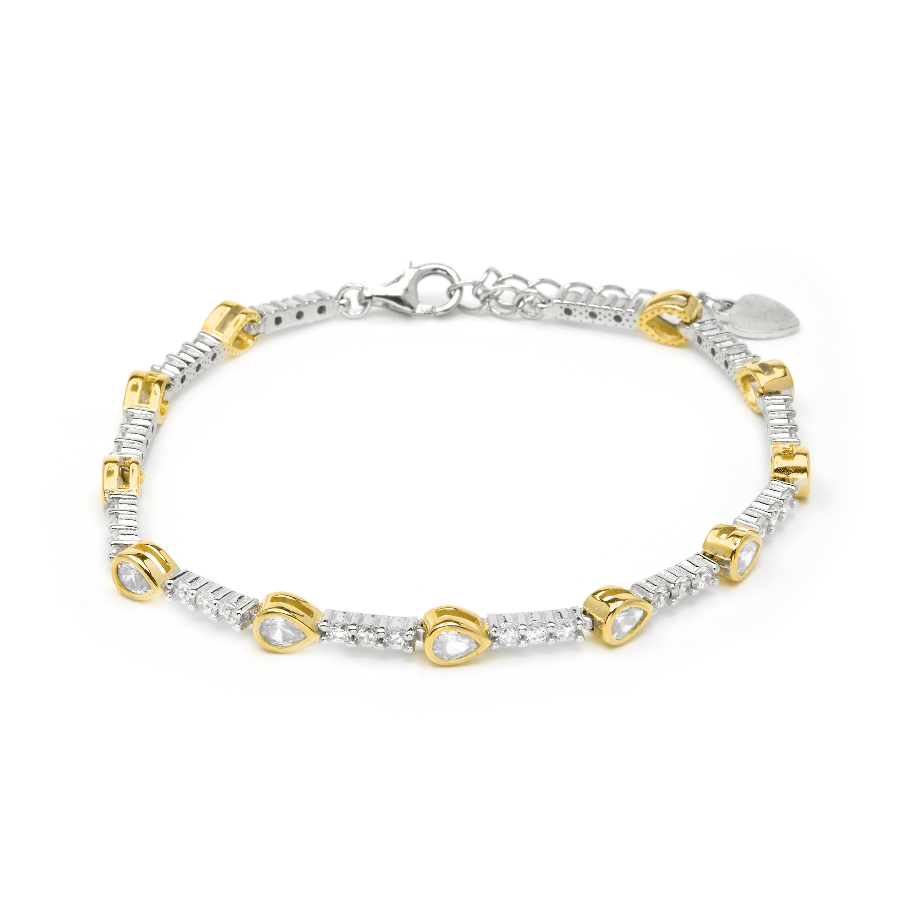 Pulsera de Plata de Ley 925 y Circonita Brillante acabado en oro amarillo 18k - Adme