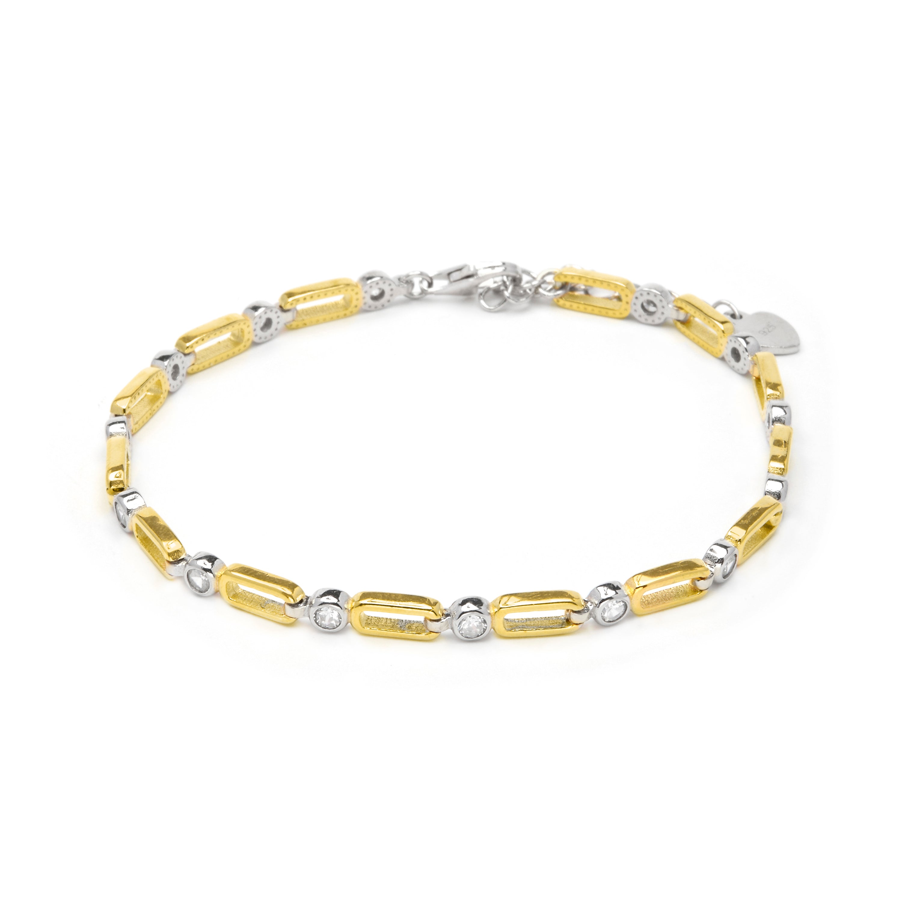 Pulsera de Plata de Ley 925 y Circonita Brillante acabado en oro amarillo 18k - Usol
