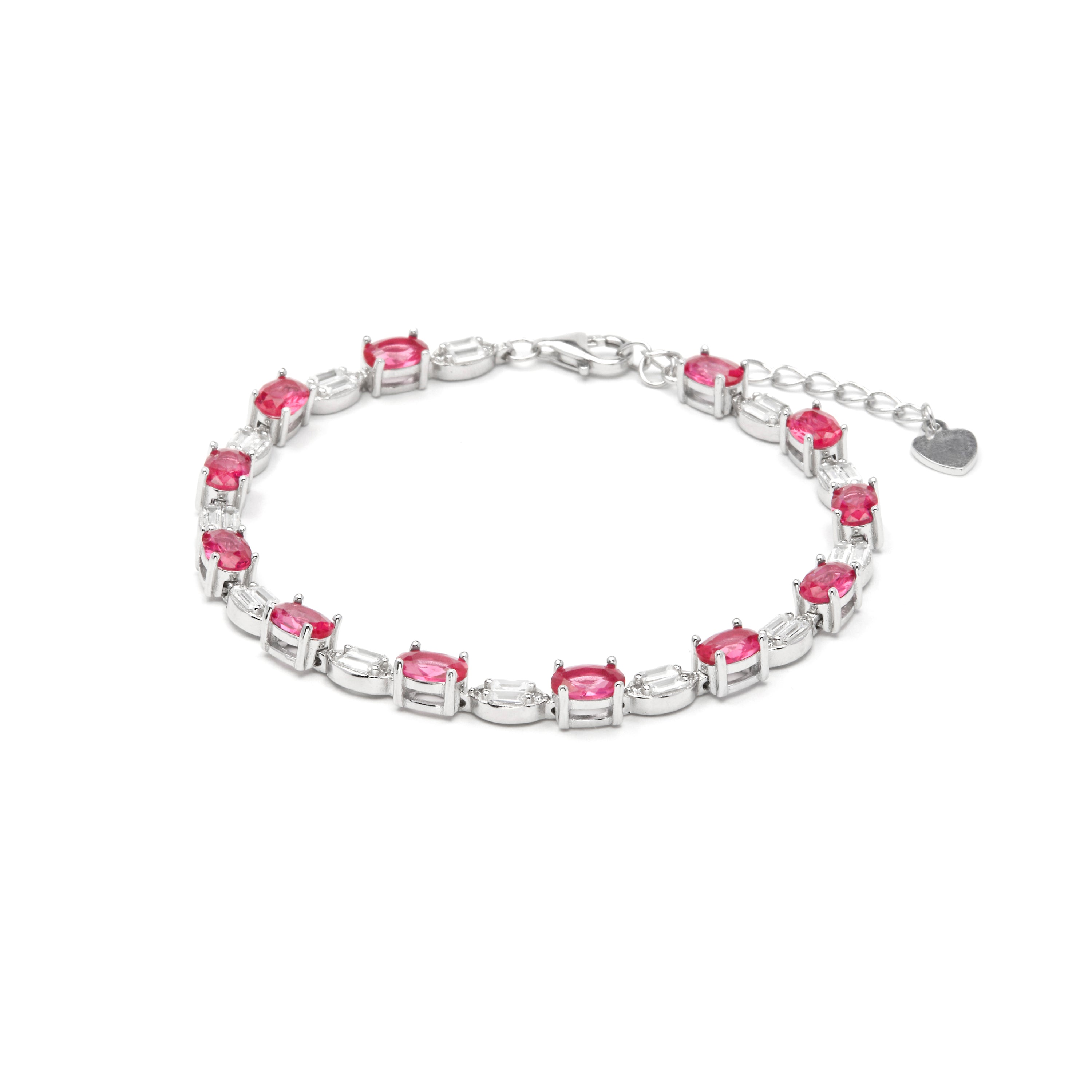 Pulsera de Plata de Ley 925 y Cuarzo Hidrotermal Cereza acabado en rodio - Toxok