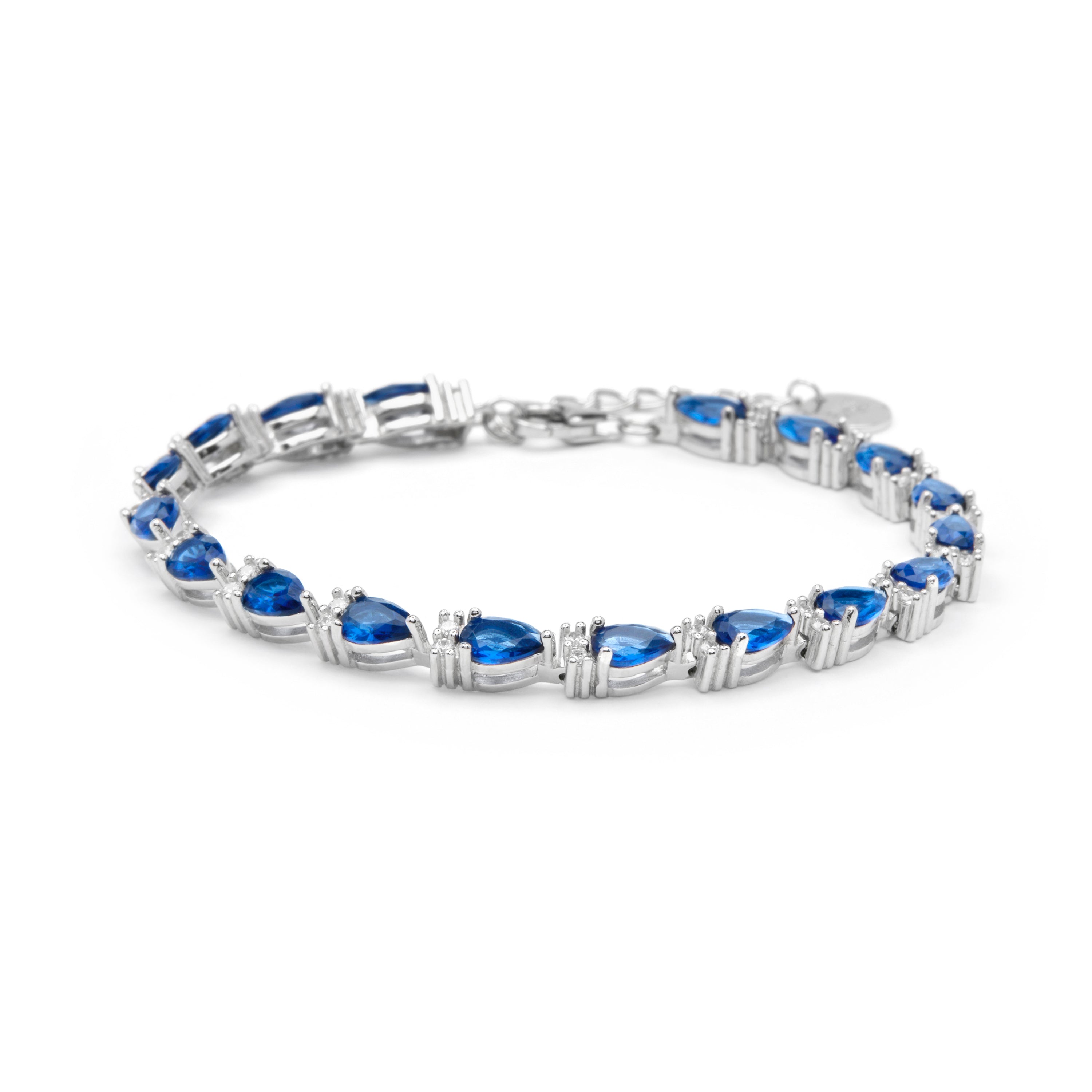 Pulsera de Plata de Ley 925 y Circonita Zafiro acabado en rodio - Dagin