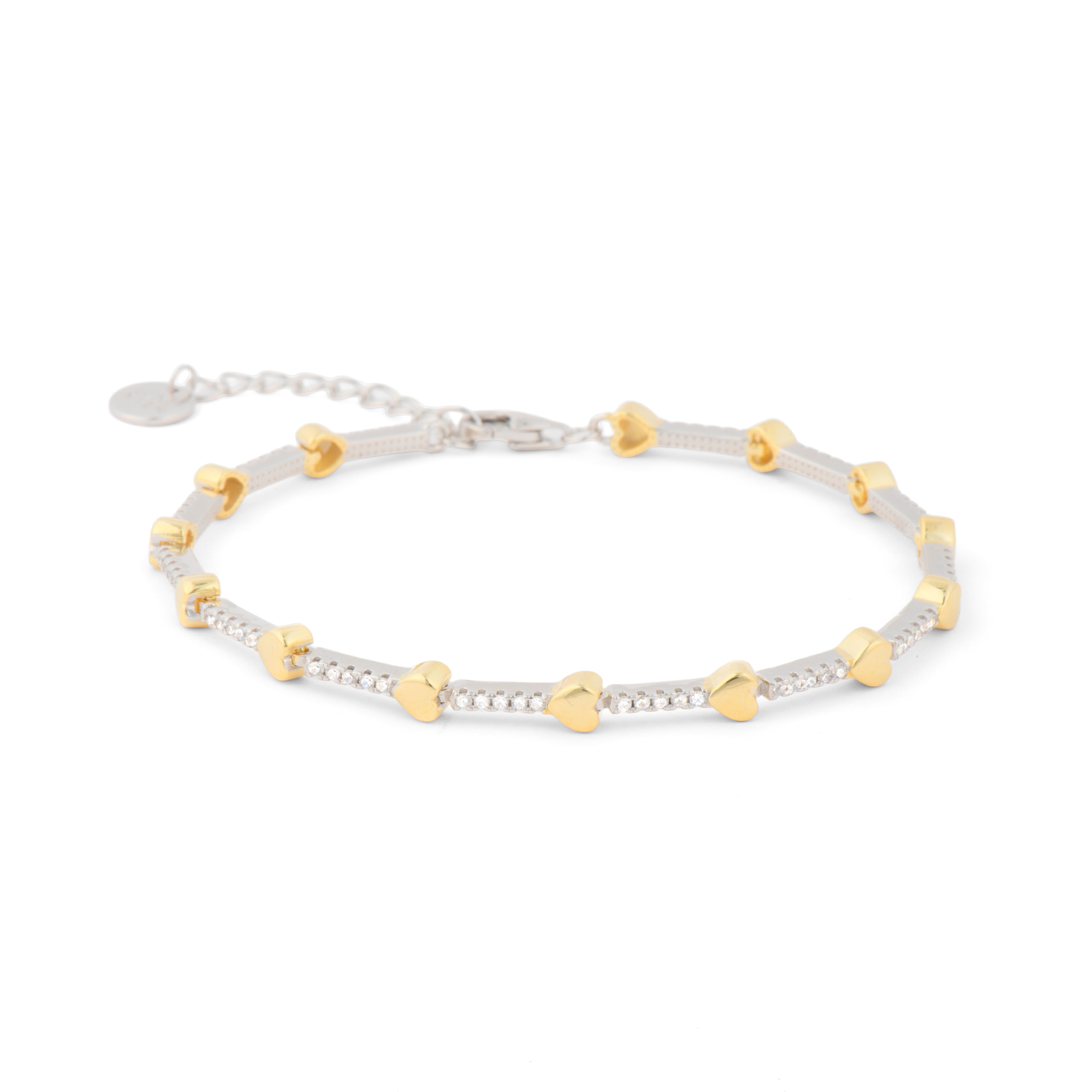 Pulsera de Plata de Ley 925 y Circonita Brillante acabado en oro amarillo 18k - Yibael