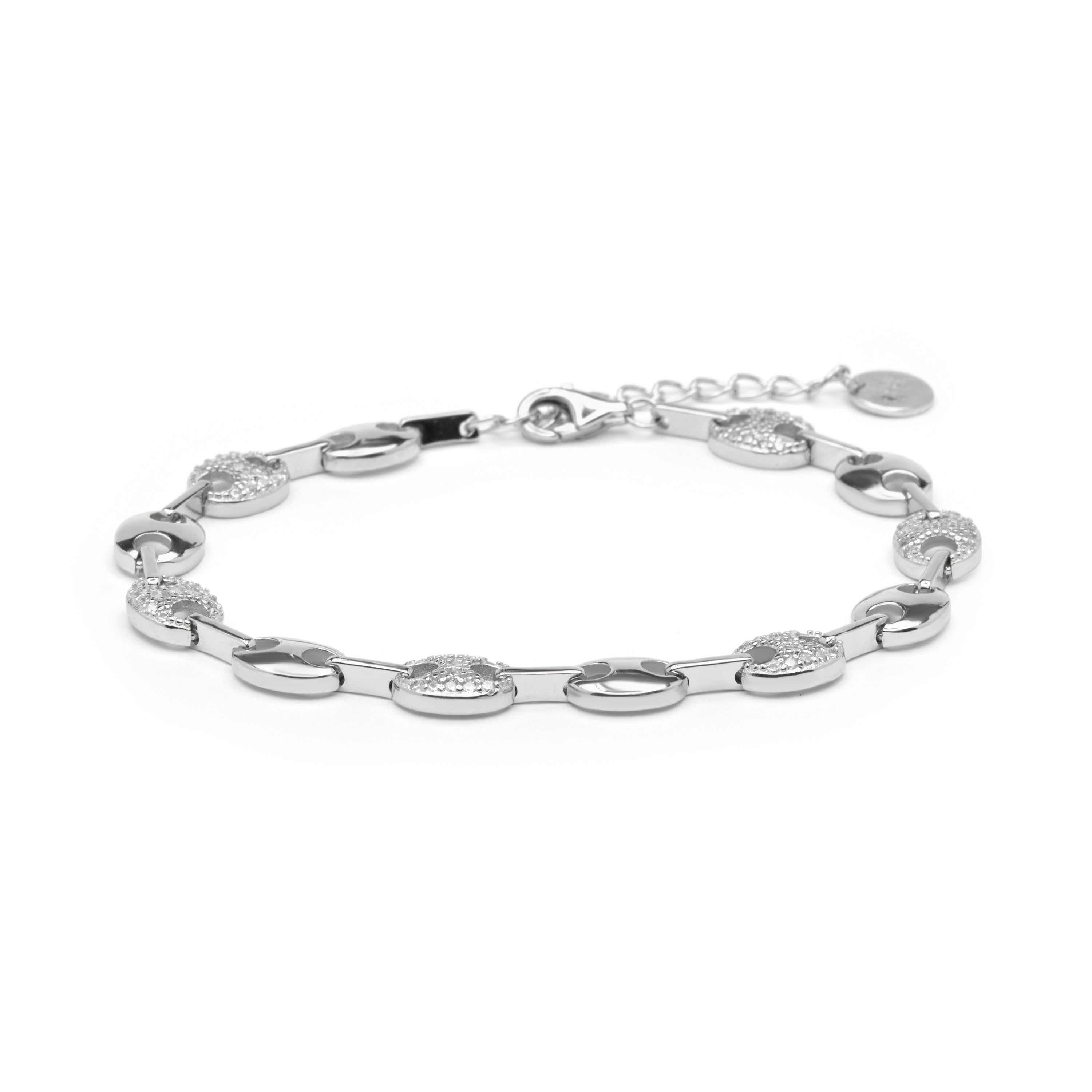 Pulsera de Plata de Ley 925 y Circonita Brillante acabado en rodio - Mione