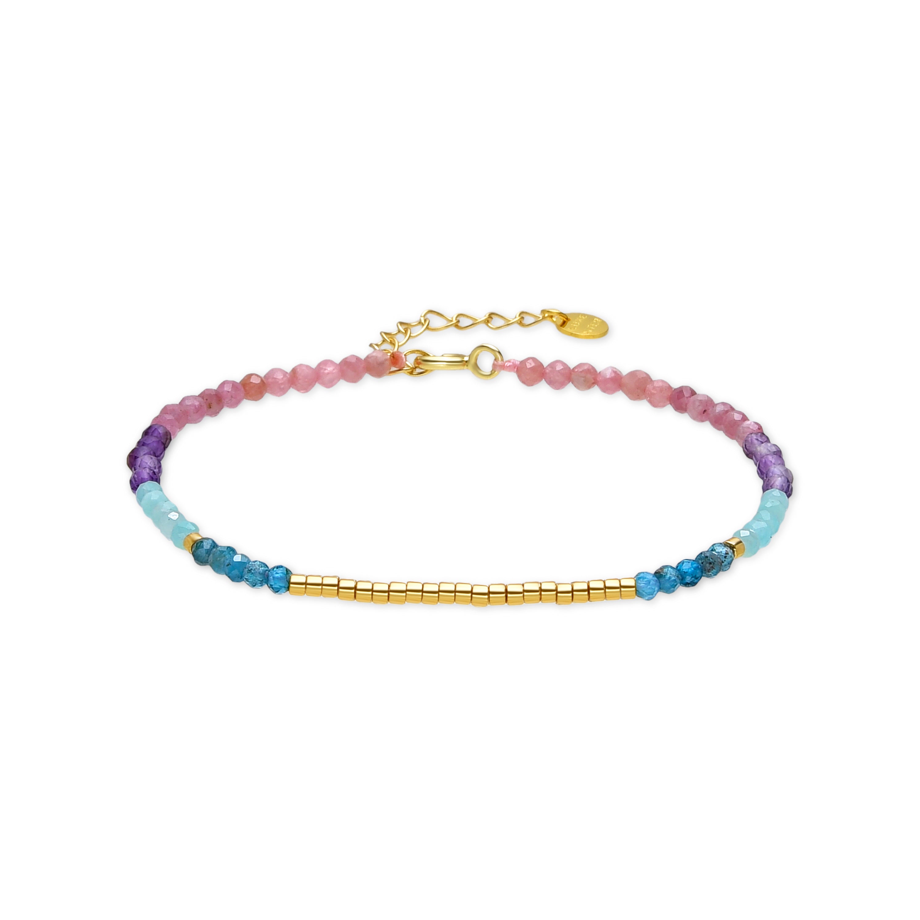 Pulsera de Plata de Ley 925 y Cristal Multicolor acabada en oro amarillo de 18k - Vados