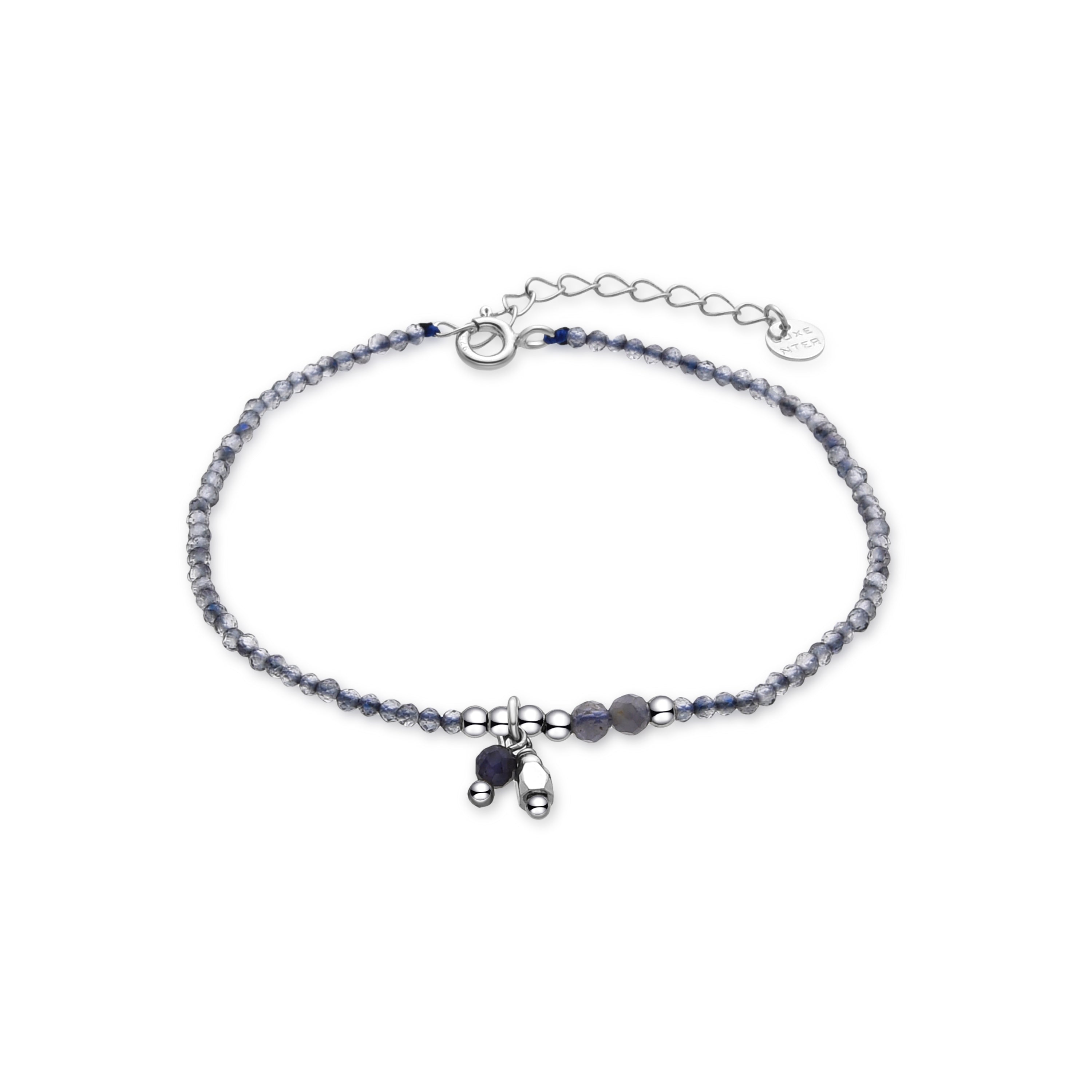 Pulsera de Plata de Ley 925 y Cristal Azul Oscuro acabada rodio - Bialak