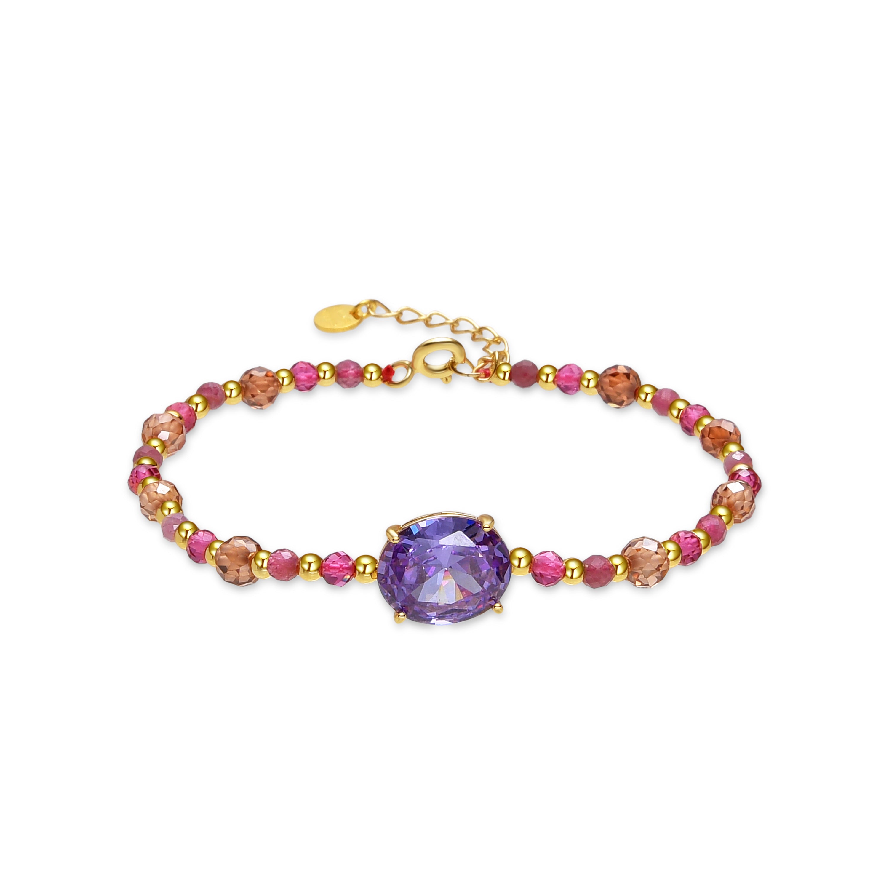 Pulsera de Plata de Ley 925 y Circonita Morganita acabada en oro amarillo de 18k - Lyonis