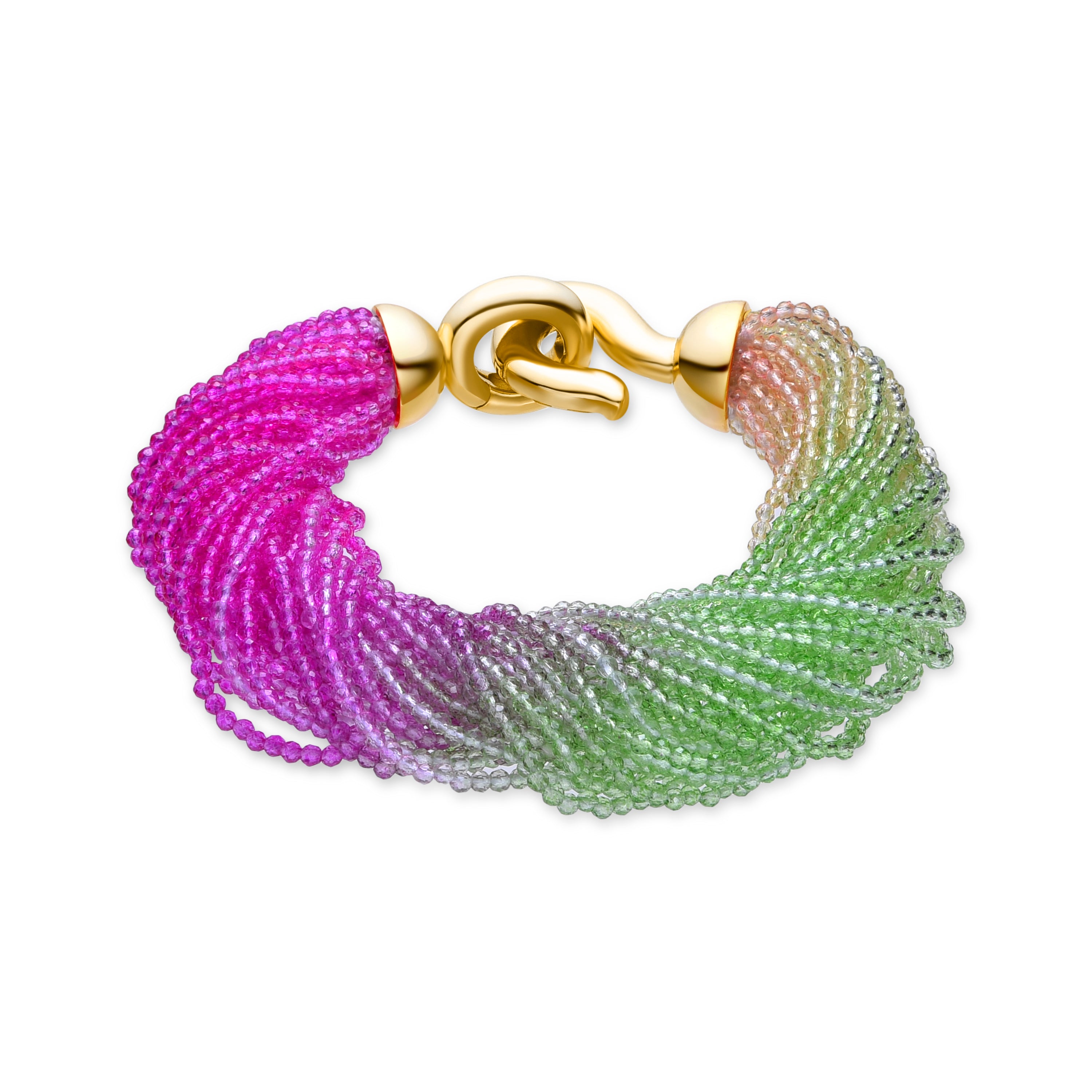 Pulsera Cristal Multicolor acabada en oro amarillo de 18k - Kibak