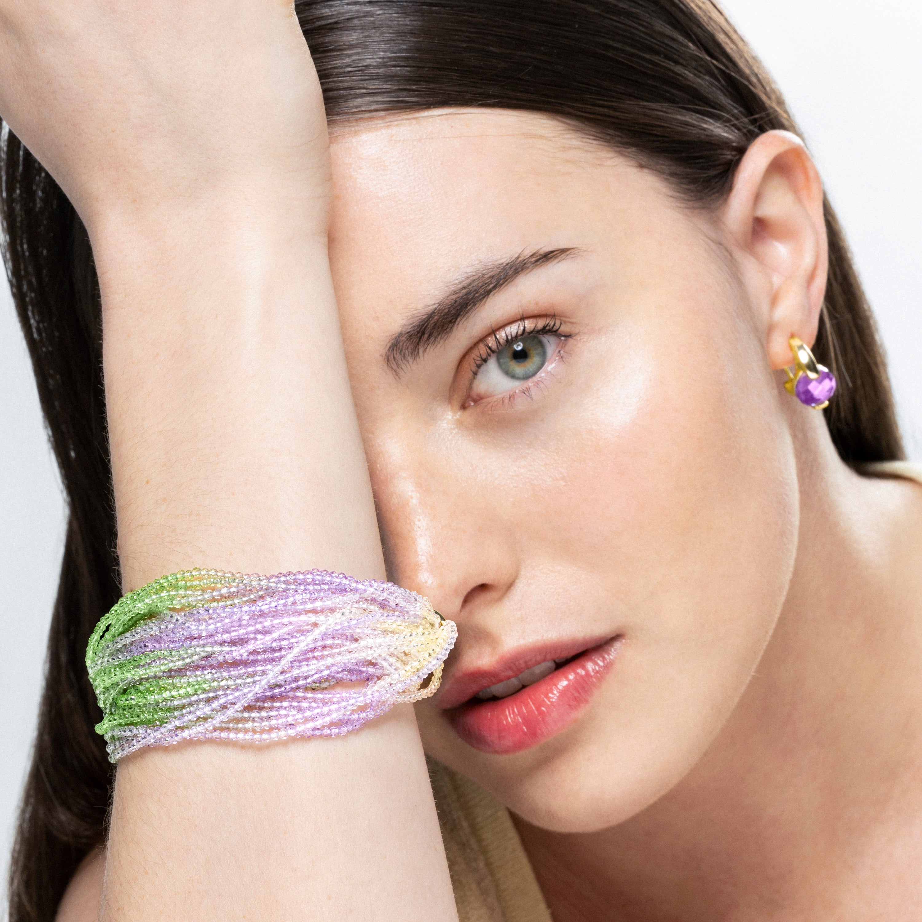 Pulsera  Cristal Verde acabada en oro amarillo de 18k - Kibak