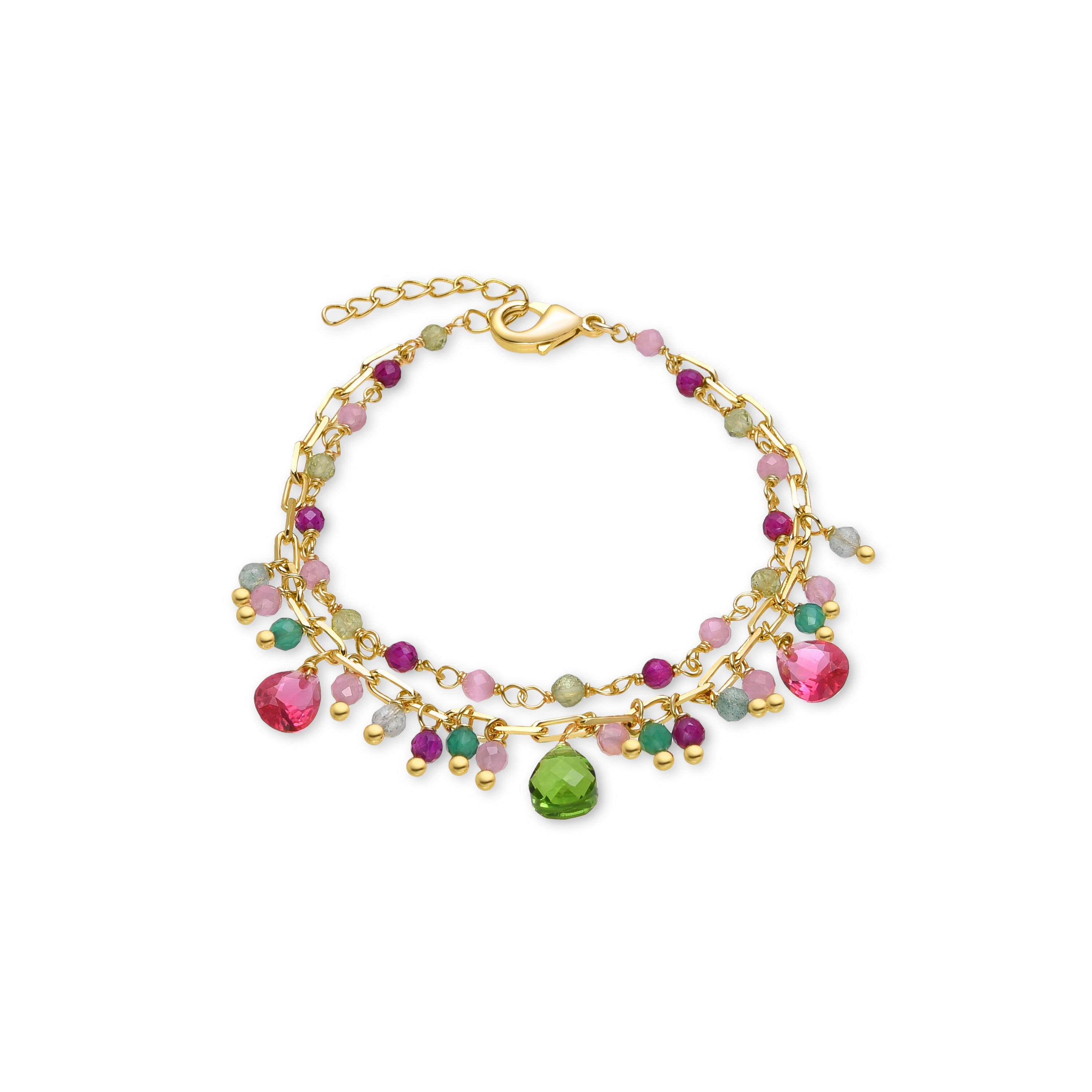 Pulsera de Plata de Ley 925 y Cuarzo Hidrotermal Turmalina acabada en oro amarillo de 18k - Urilys