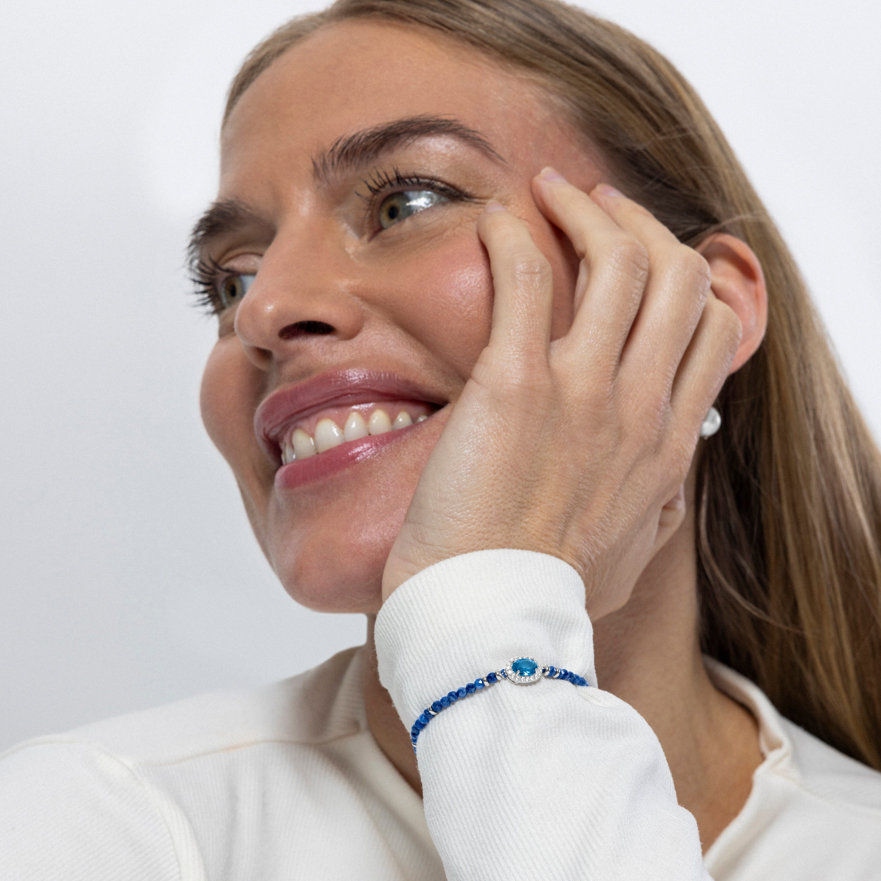 Pulsera de Plata de Ley 925 y Circonita Zafiro acabada en rodio - Nazki