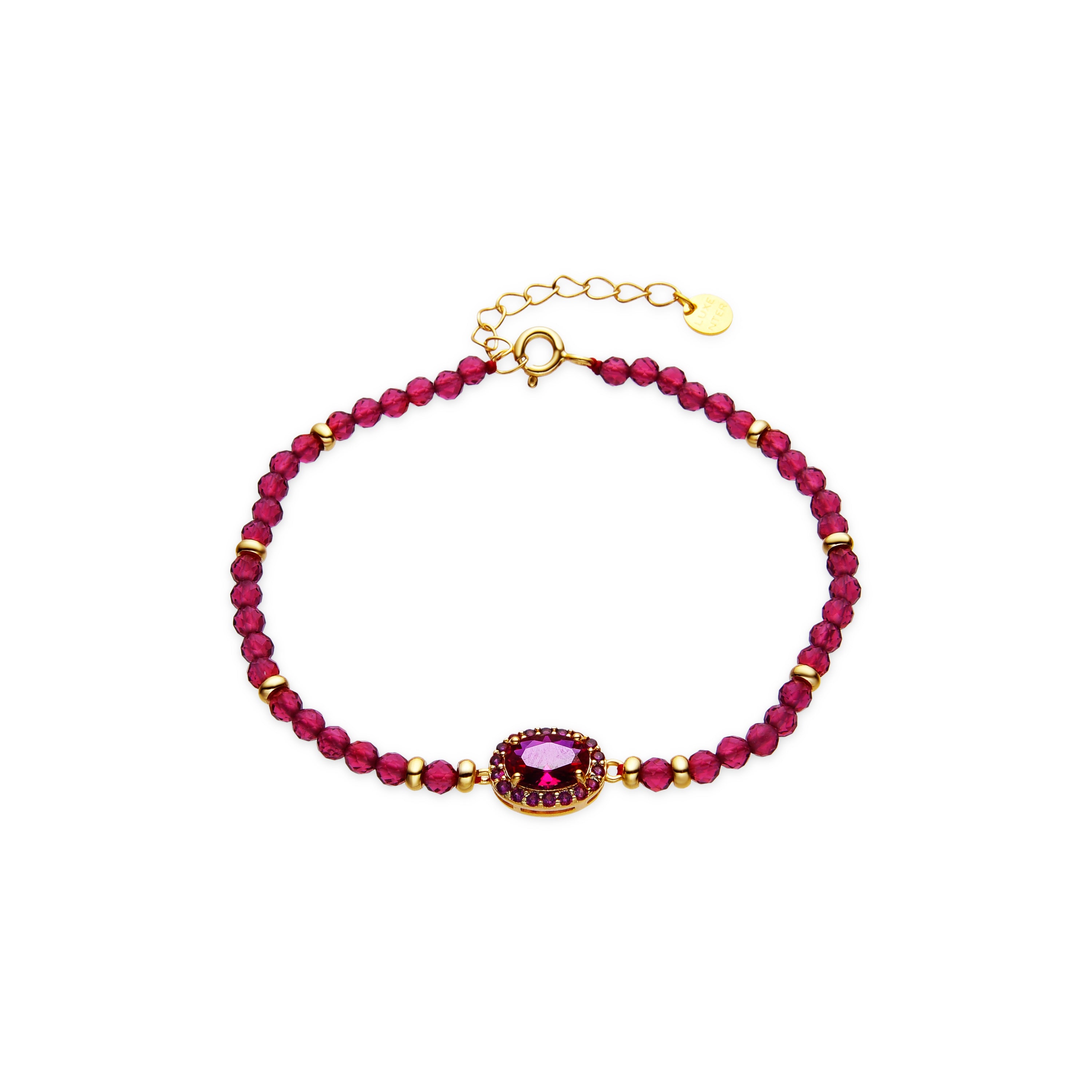 Pulsera de Plata de Ley 925 y Circonita Rubí acabado oro amarillo de 18k - Nazki