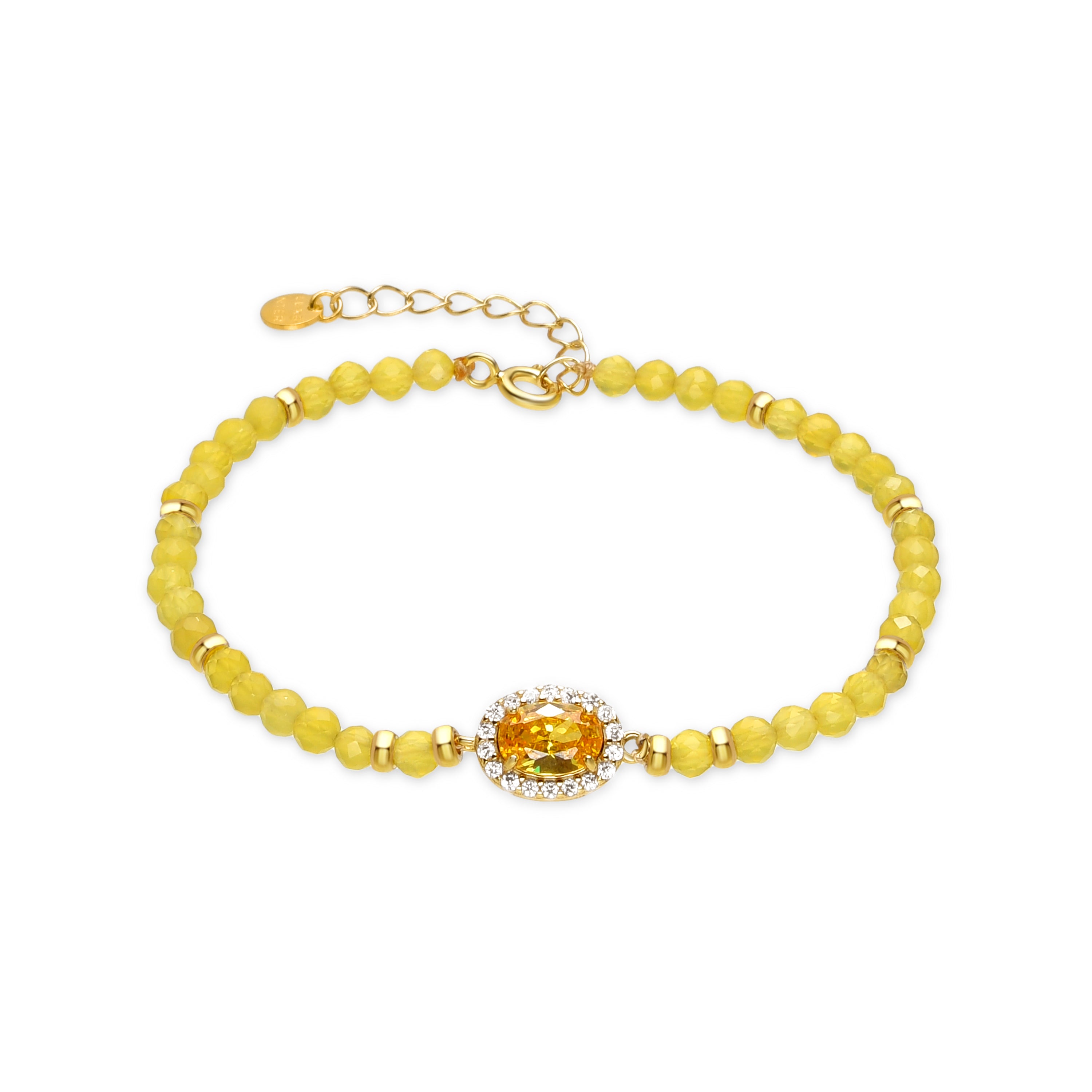 Pulsera de Plata de Ley 925 y Padparadscha acabada en oro amarillo de 18k - Nazki