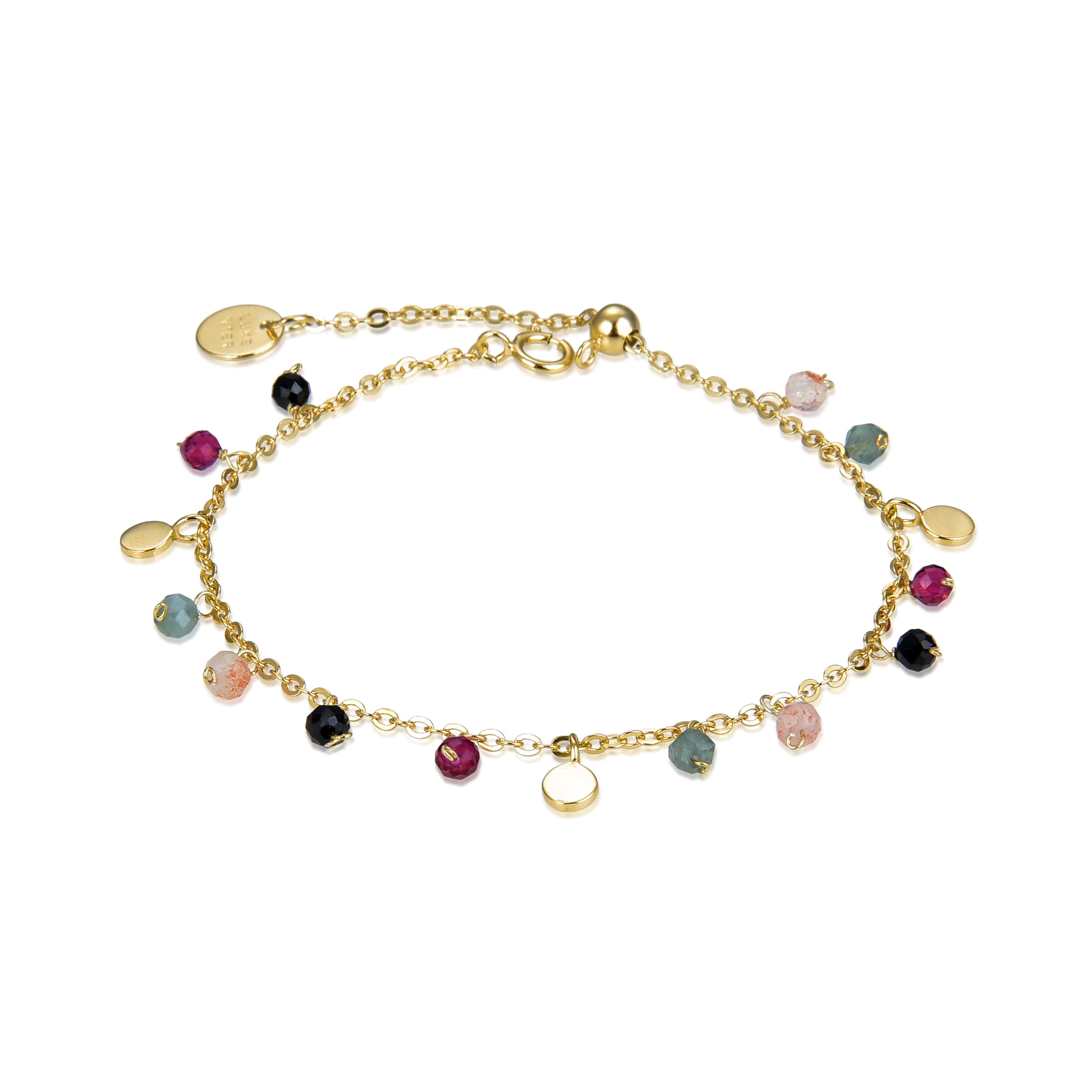 Pulsera de Plata de Ley 925 con Cristal Multicolor acabada en oro amarillo de 18K - Natsad
