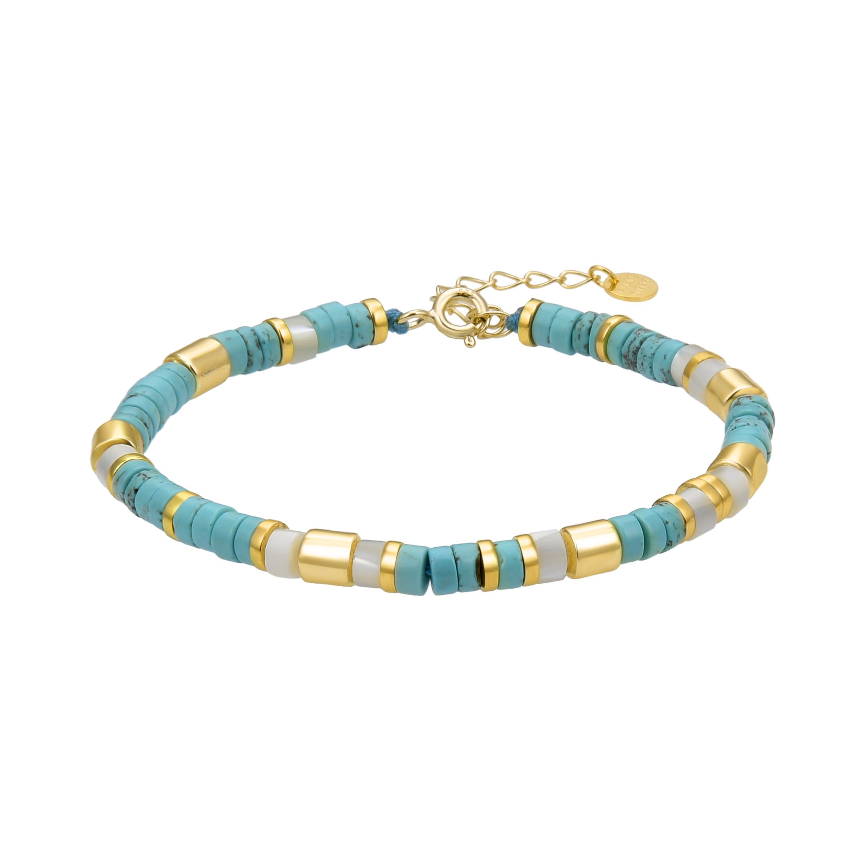 Pulsera de Plata de Ley 925 con Turquesa acabada en oro amarillo de 18K - Ihun