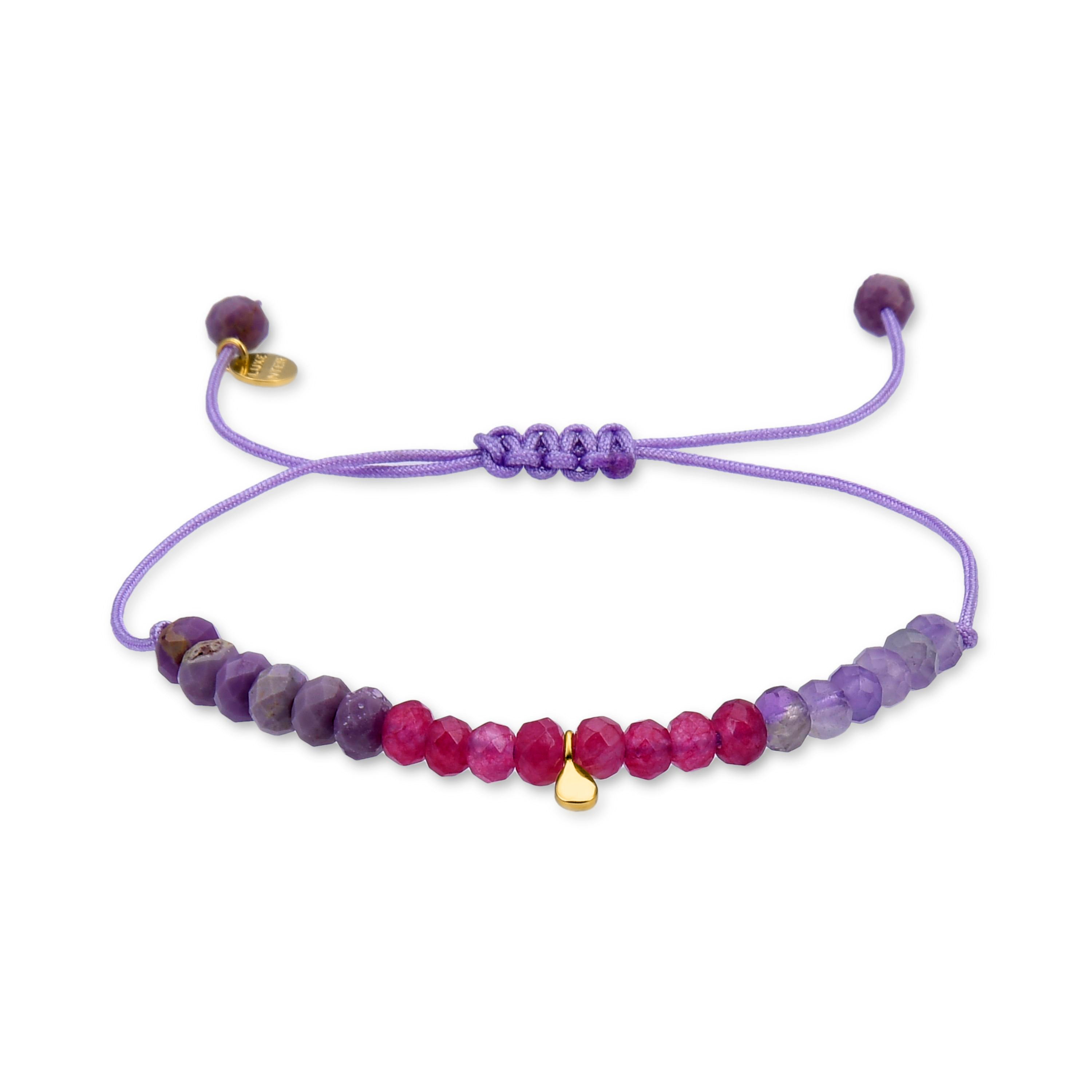 Pulsera de Plata de Ley 925 con Cristal Morado acabada en oro amarillo de 18K - Kasai