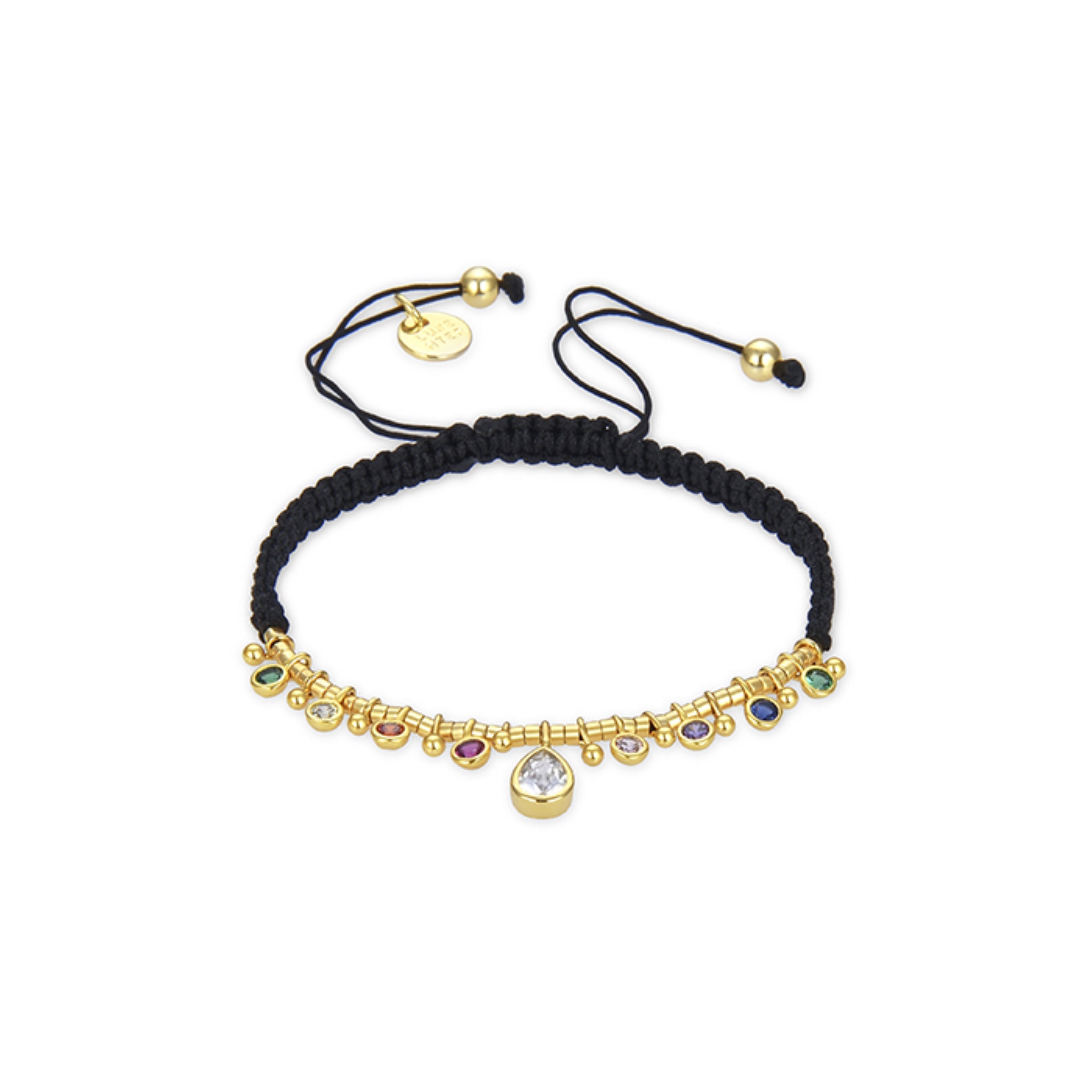 Pulsera de Plata de Ley 925 con Circonita Multicolor acabada en oro amarillo 18K - Rikzun