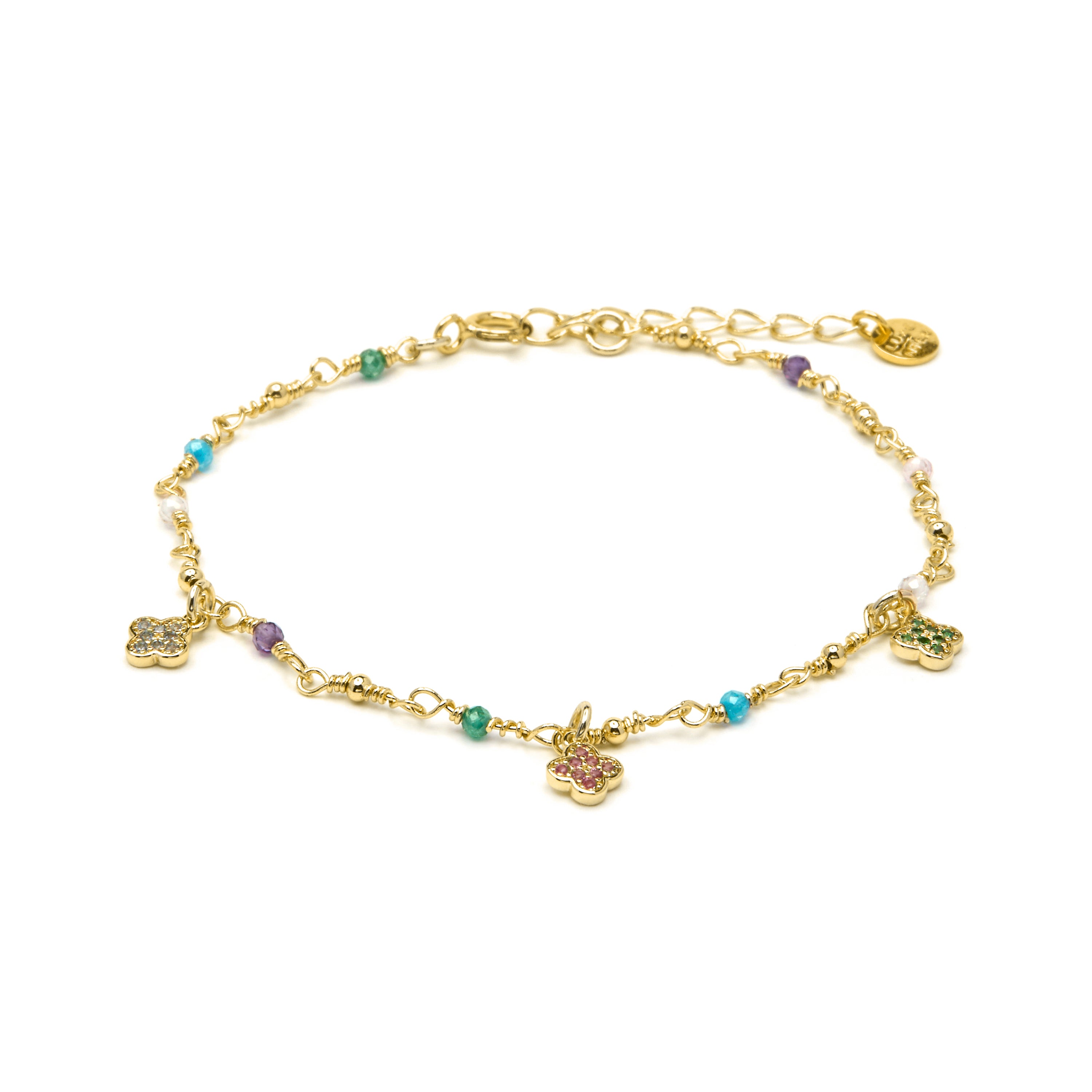 Pulsera de Plata de Ley 925 y Circonita Multicolor acabado en oro amarillo 18k - Talip