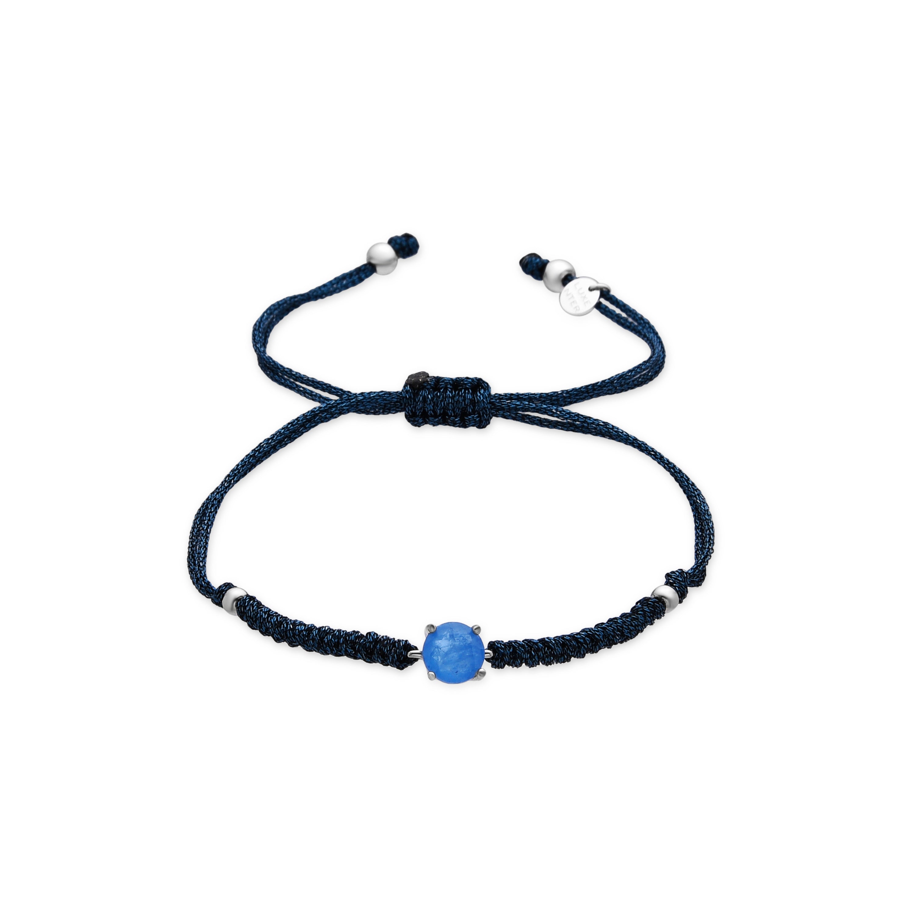 Pulsera de Plata de Ley 925 y Cuarzo Hidrotermal Azul Claro acabado en rodio - Akma