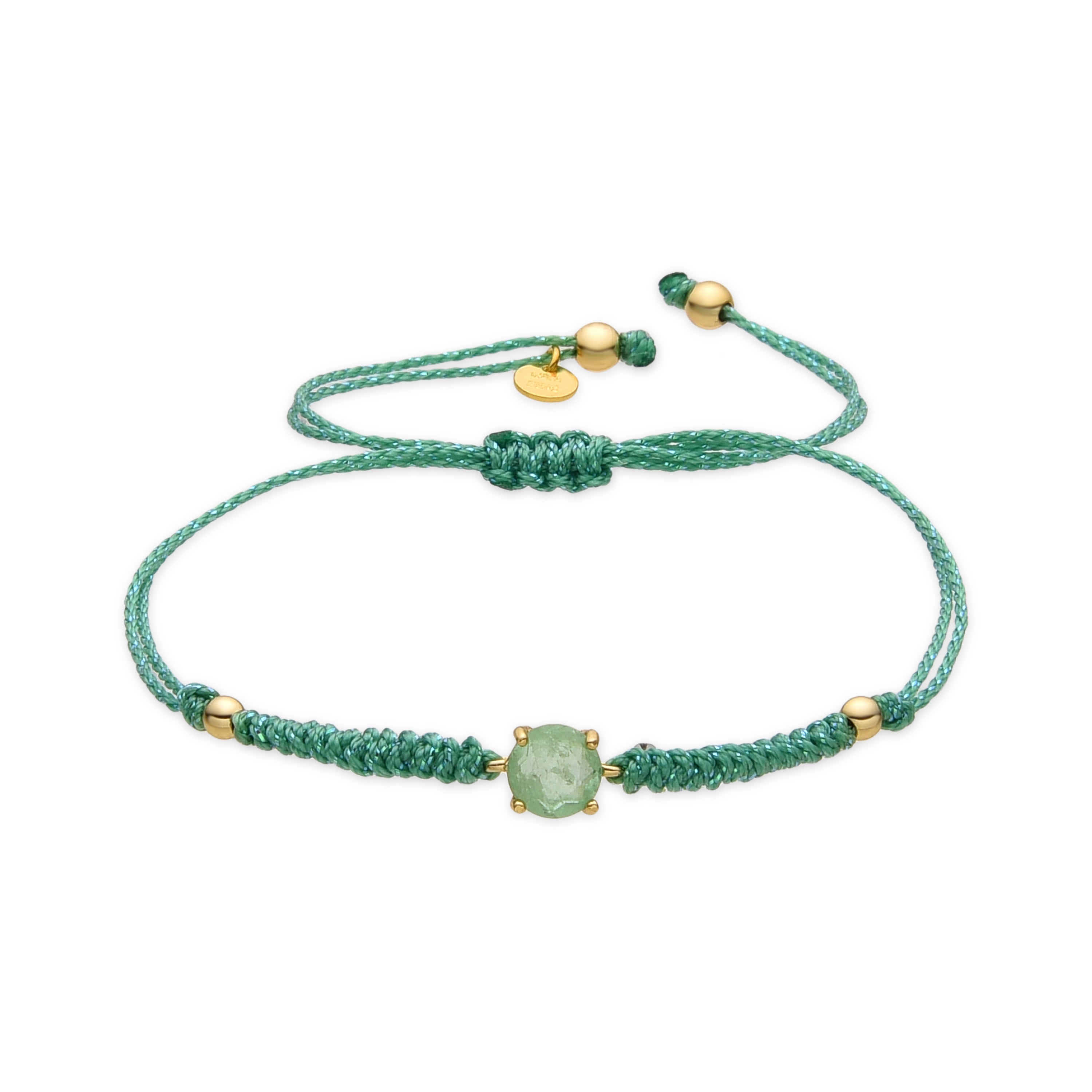 Pulsera de Plata de Ley 925 y Cuarzo Hidrotermal Verde Pastel acabado oro 18k - Akma