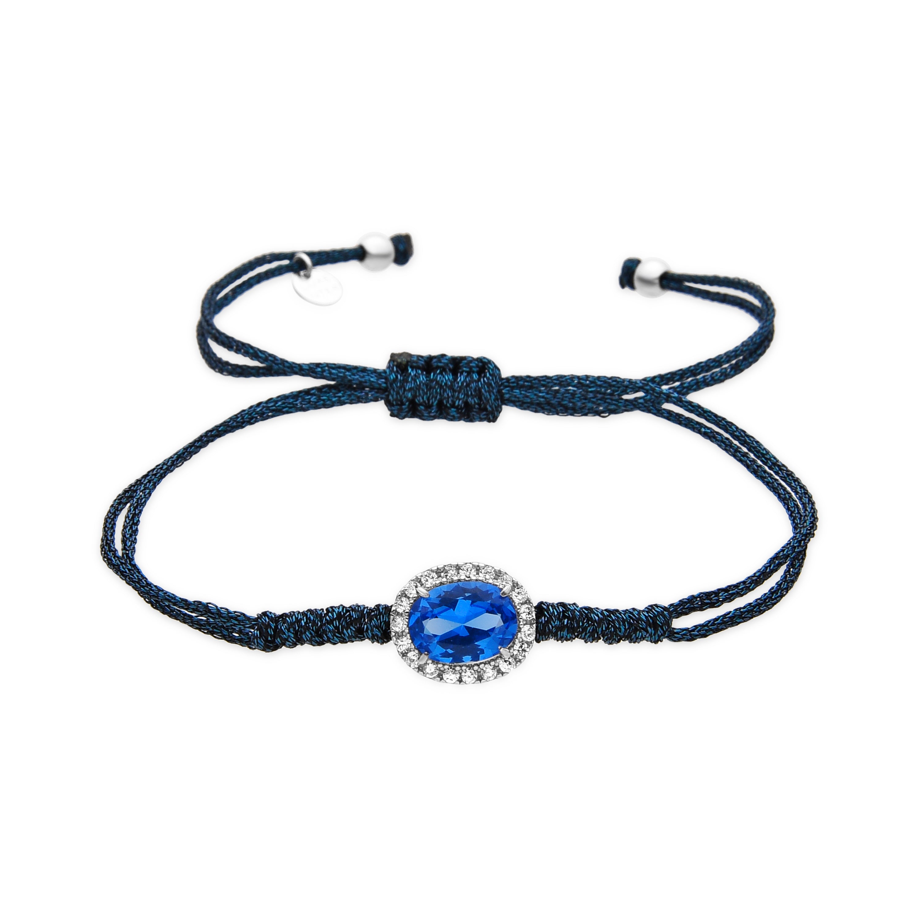 Pulsera de Plata de Ley 925 y Circonita Zafiro acabado en rodio - Lyla