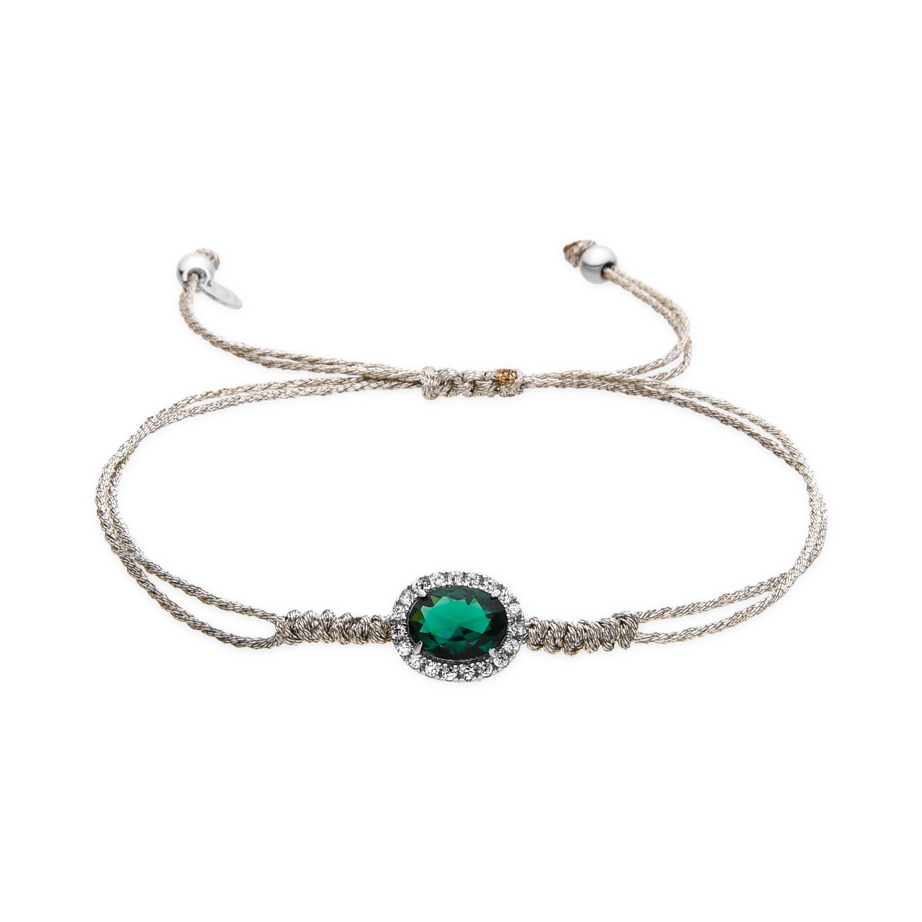 Pulsera de Plata de Ley 925 y Circonita Esmeralda acabado en rodio - Lyla