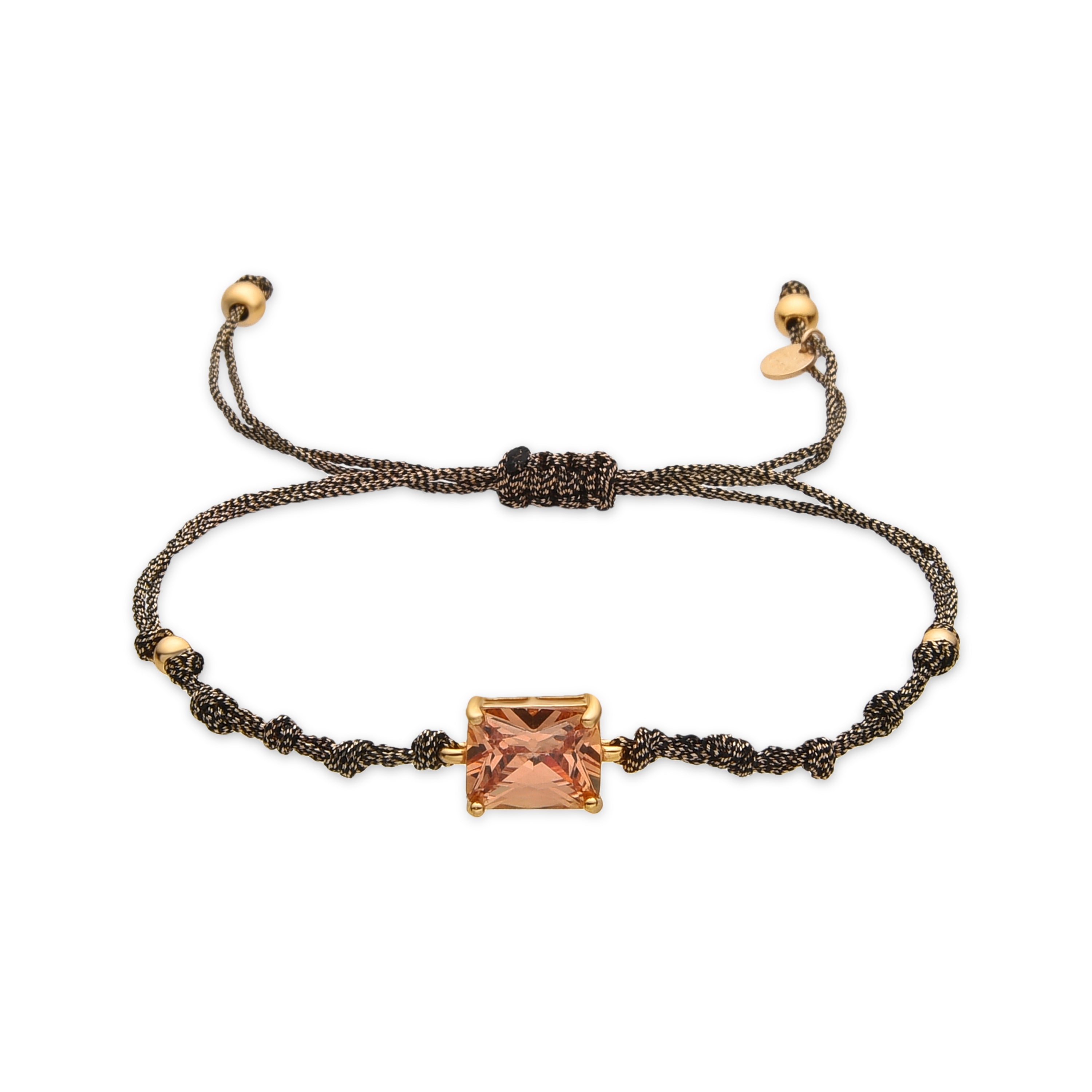 Pulsera de Plata de Ley 925 y Circonita Champagne acabado oro 18k - Askuo