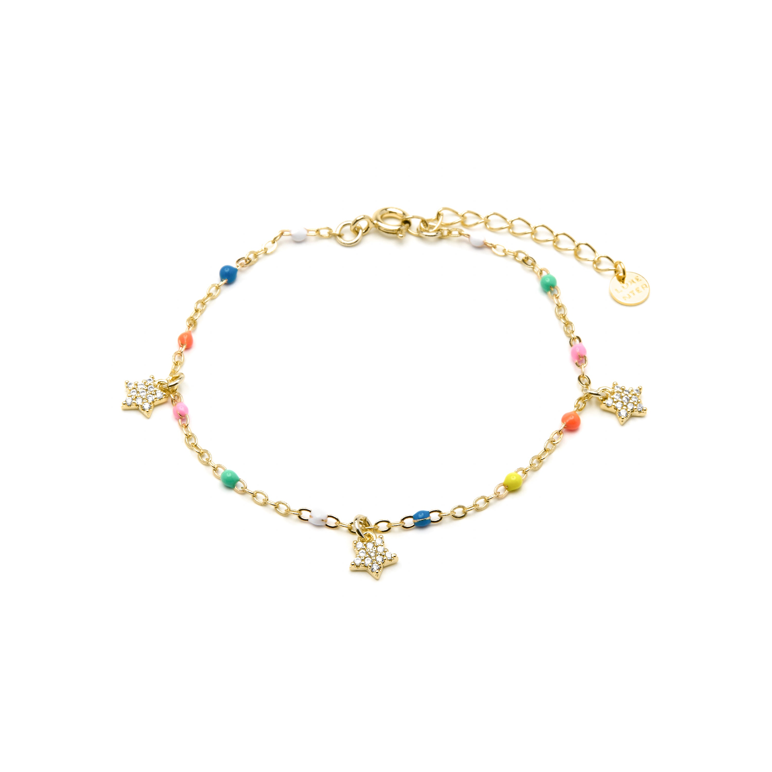Pulsera de Plata de Ley 925 y Lacado Multicolor acabado oro amarillo de 18k - Asima