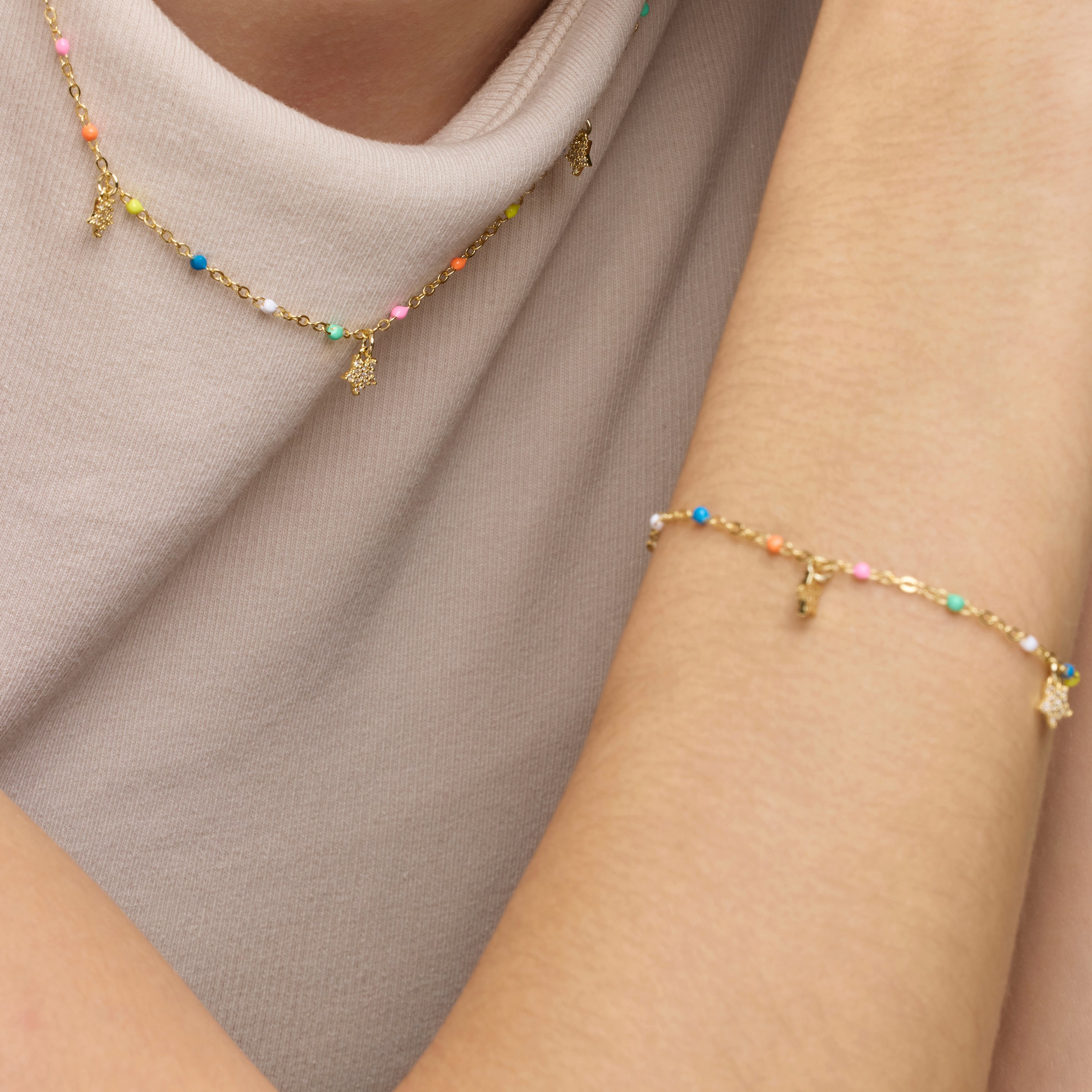 Pulsera de Plata de Ley 925 y Lacado Multicolor acabado oro amarillo de 18k - Asima