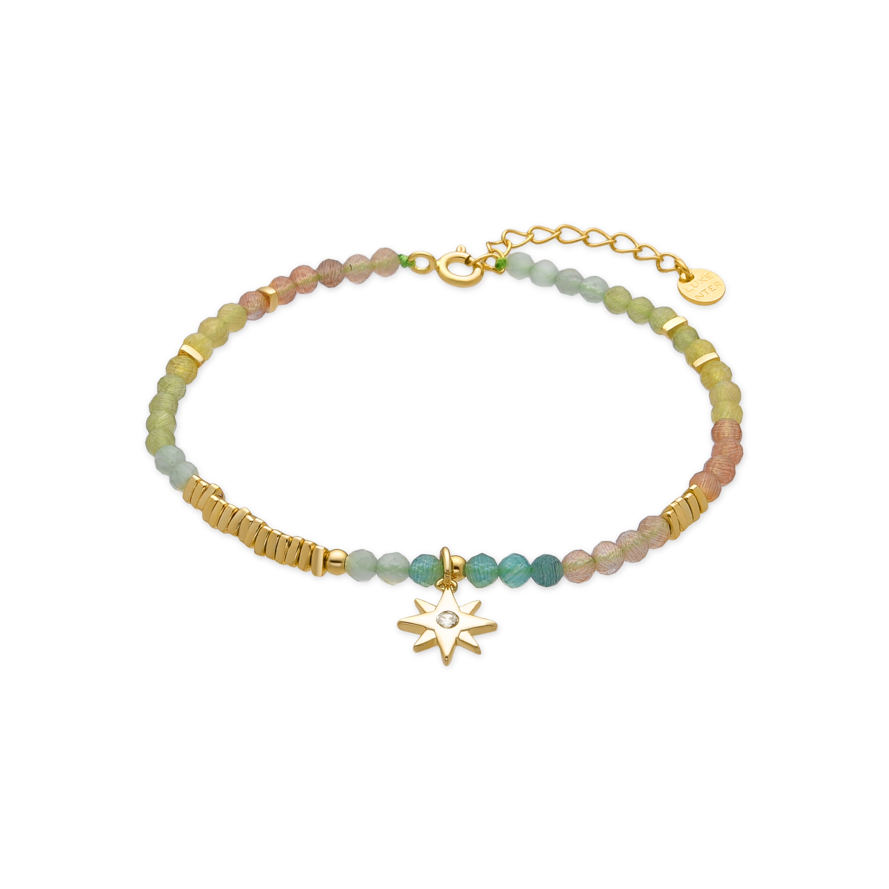 Pulsera de Plata de Ley 925 y Cristal Multicolor acabado oro amarillo de 18k - Pholor