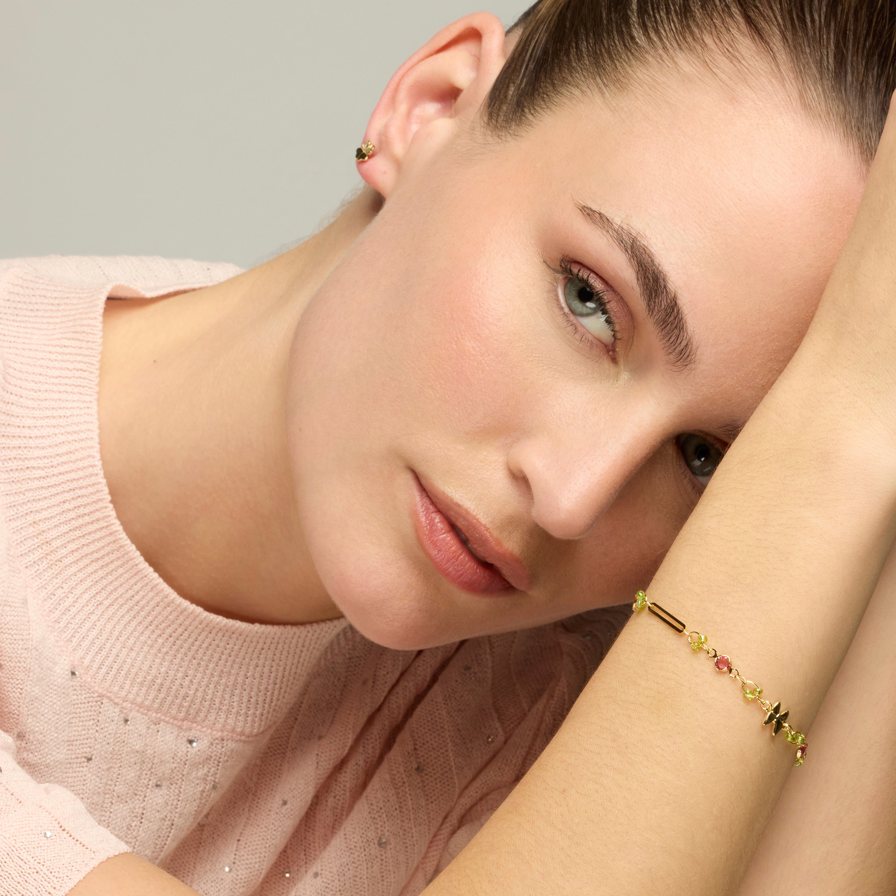 Pulsera de Plata de Ley 925 y Circonita Rubí acabado oro amarillo de 18k - Pirox