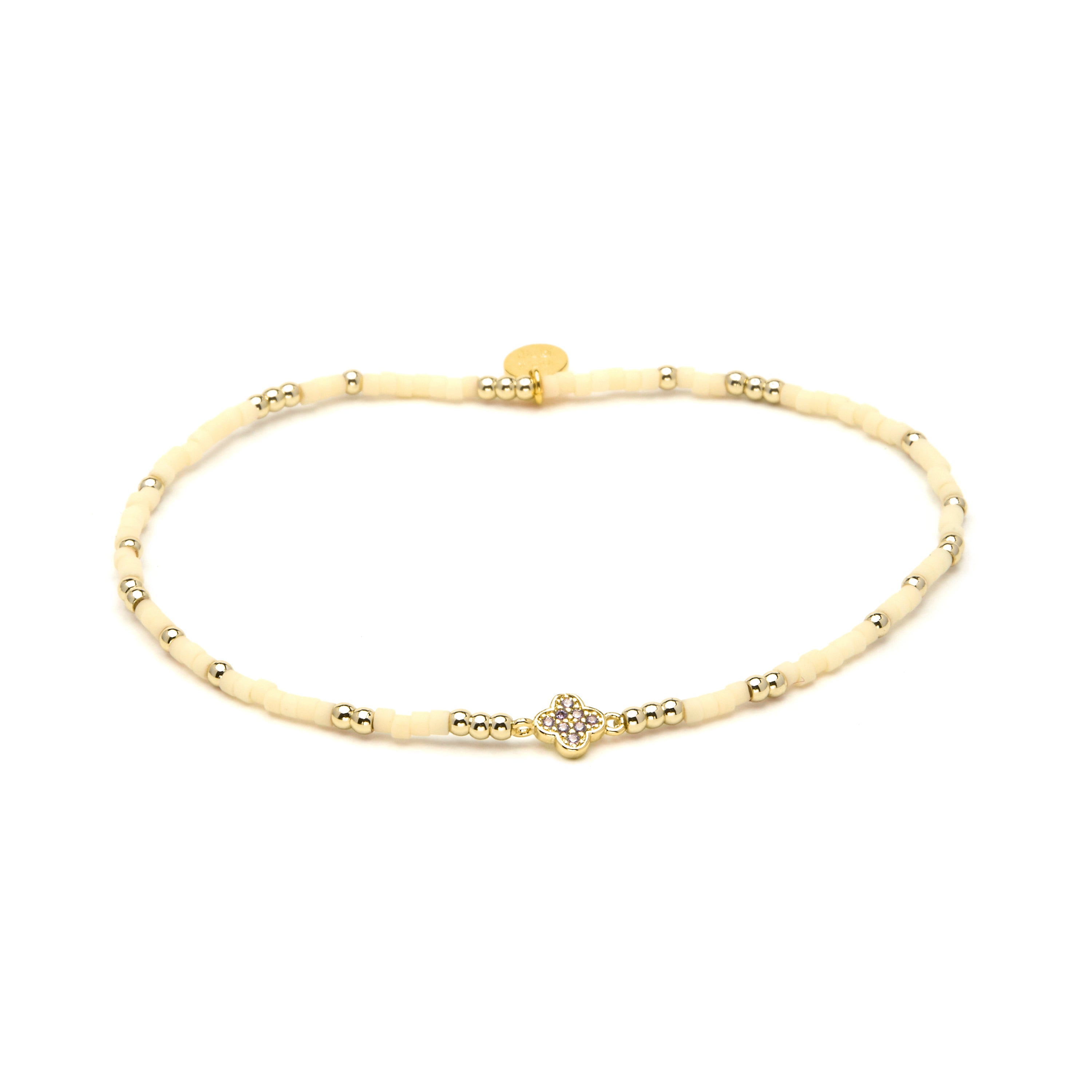 Pulsera de Plata de Ley 925 y Circonita Amatista acabado en oro amarillo 18k - Becle
