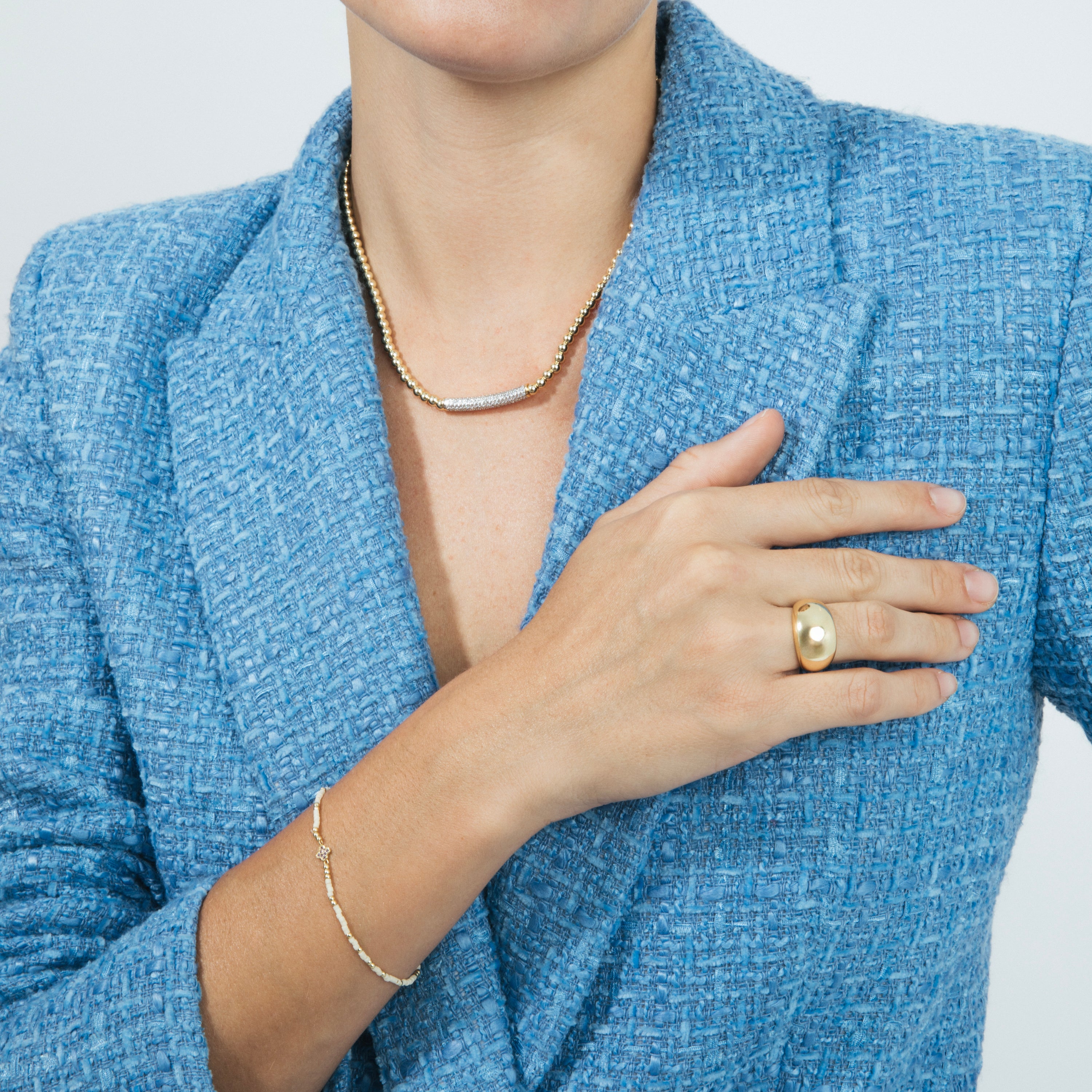 Pulsera de Plata de Ley 925 y Circonita Amatista acabado en oro amarillo 18k - Becle