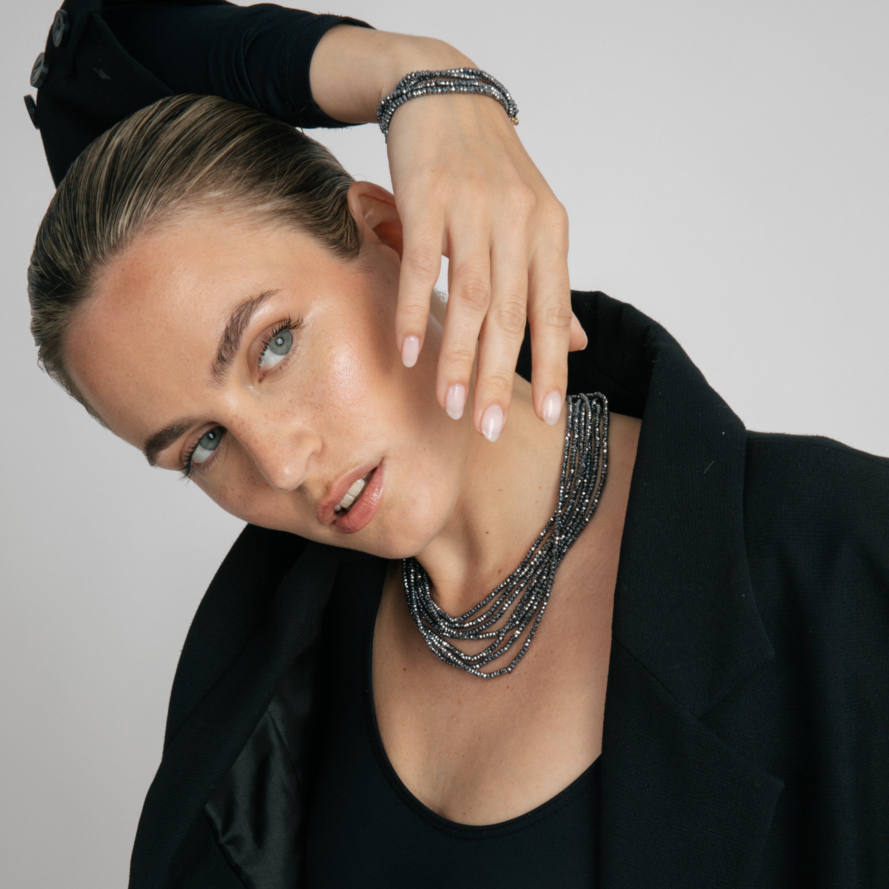 Pulsera de Plata de Ley 925 y Terahertz Natural acabado en rodio - Sonsa