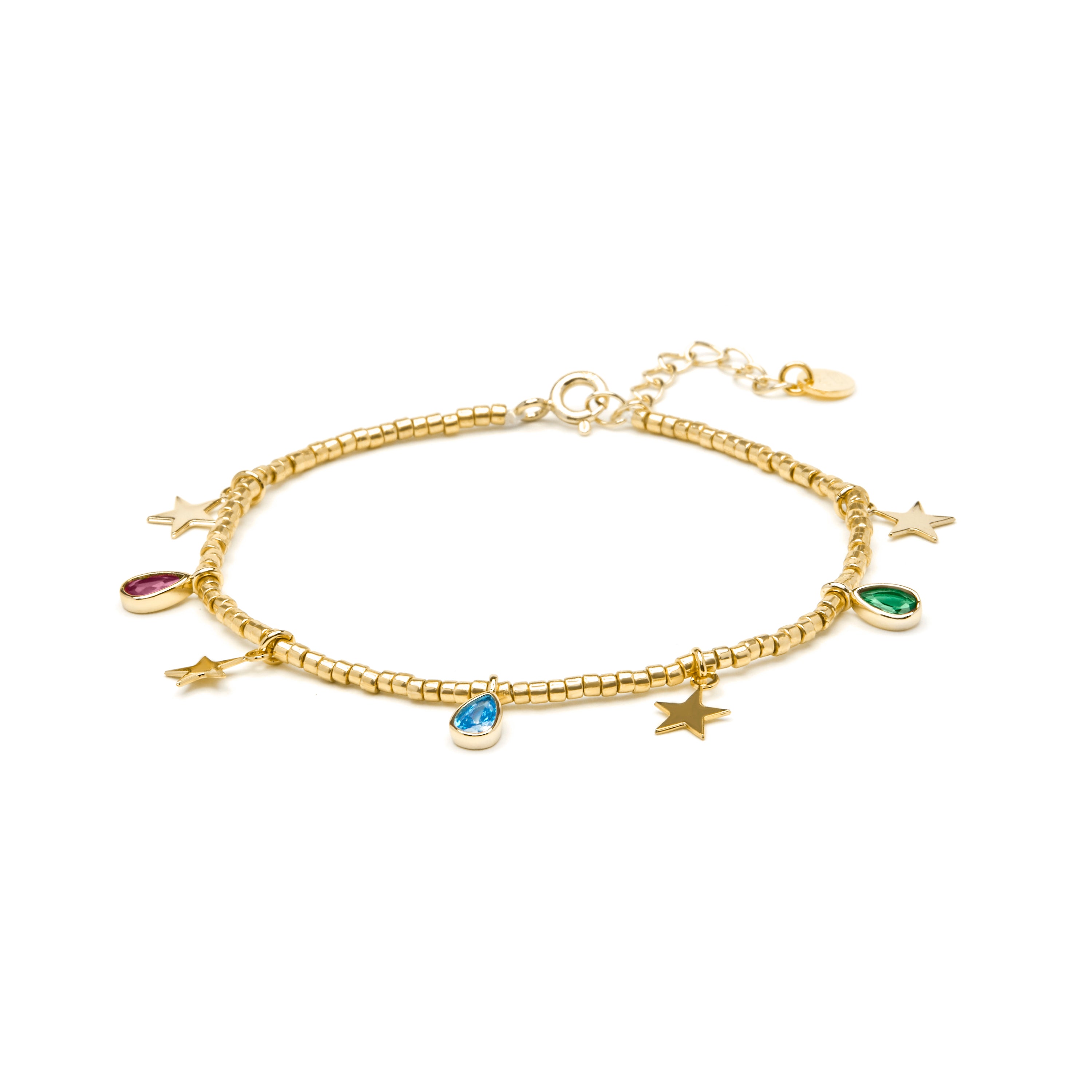 Pulsera de Plata de Ley 925 y Circonita Multicolor acabado en oro amarillo 18k - Itza