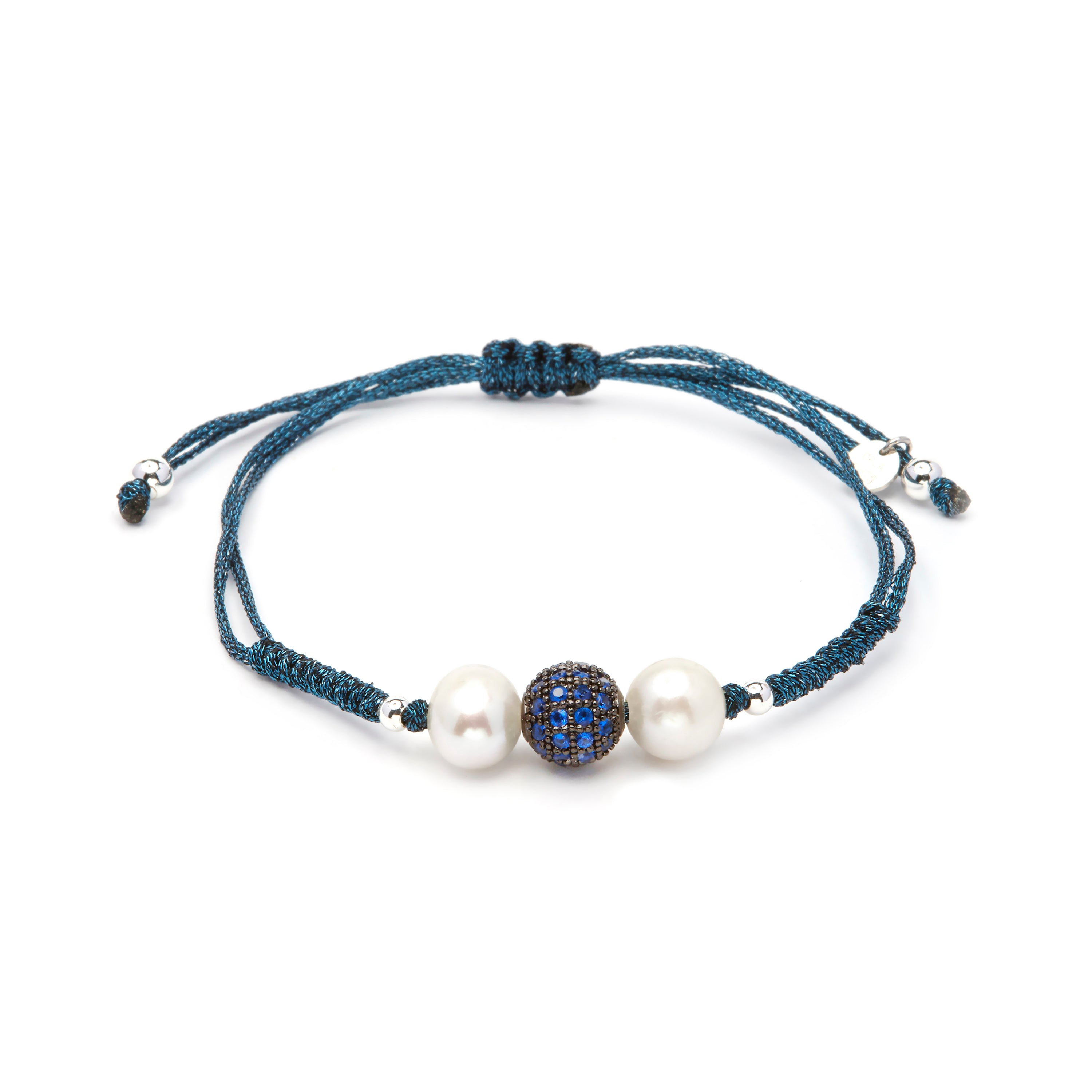 Pulsera de Plata de Ley 925 y Perla Blanca acabado en rodio - Sanek